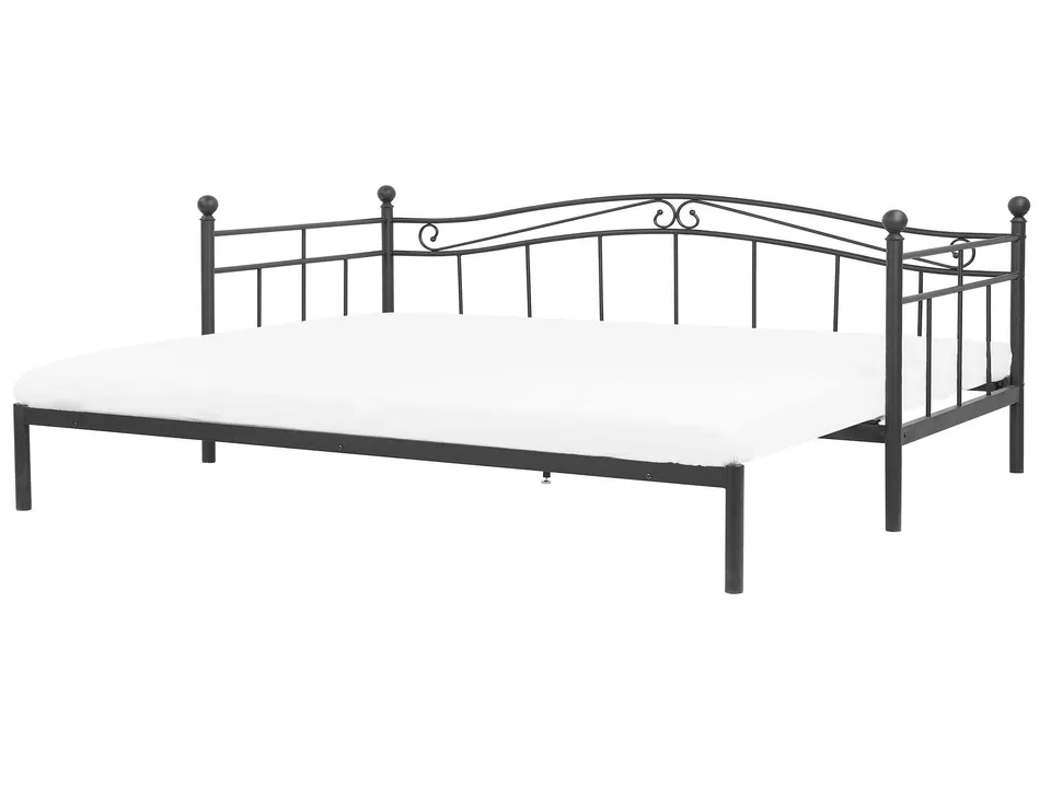 beliani-tulle-tagesbett-metall-schwarz-90x200-ausziehbar image 1
