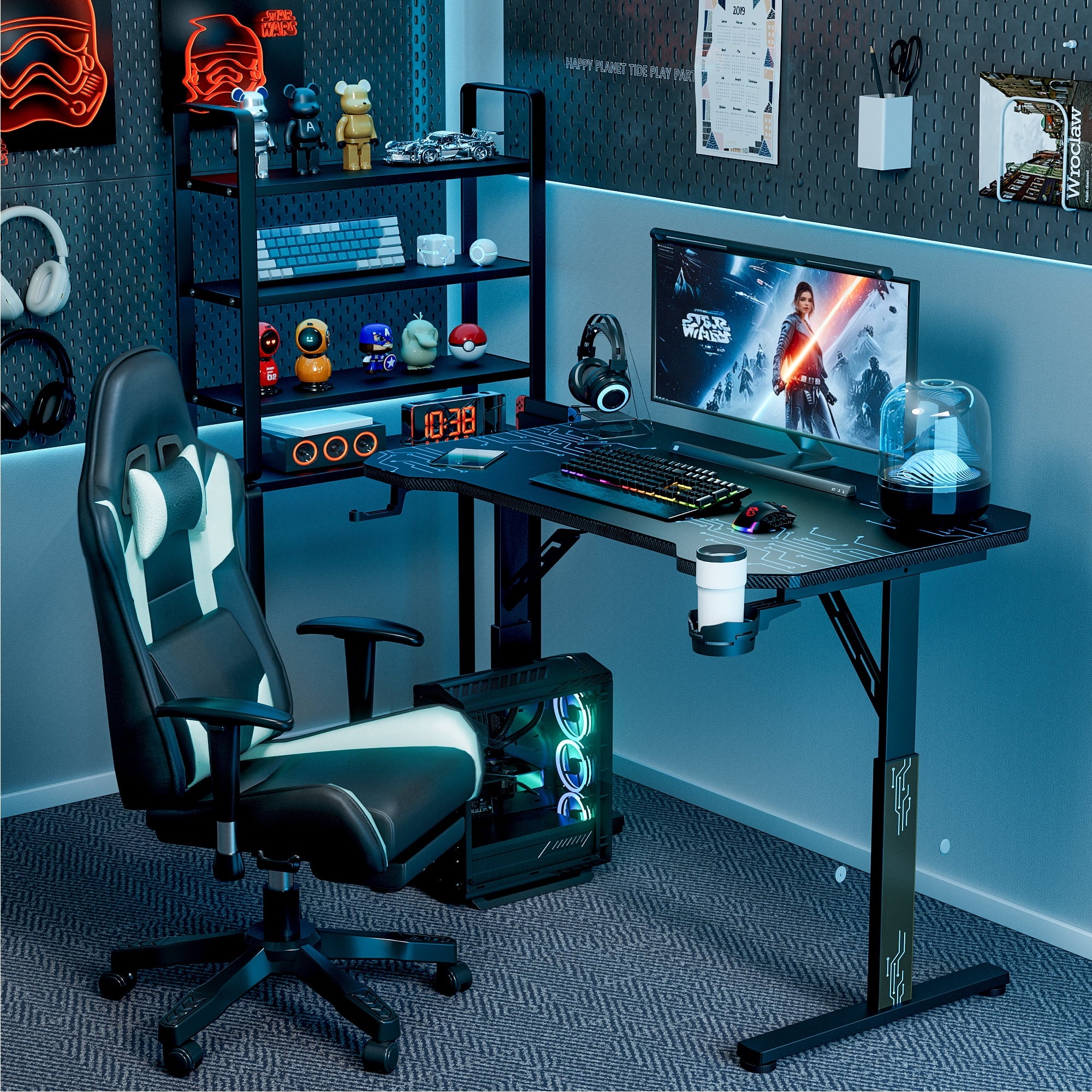 homall-gaming-desk-gamingtisch-47-zoll-h-henverstellbar-schwarz image 3