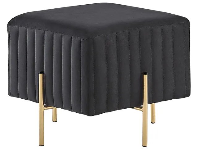 beliani-dayton-pouf-samt-schwarz-45x45-mit-goldbeinen image 1