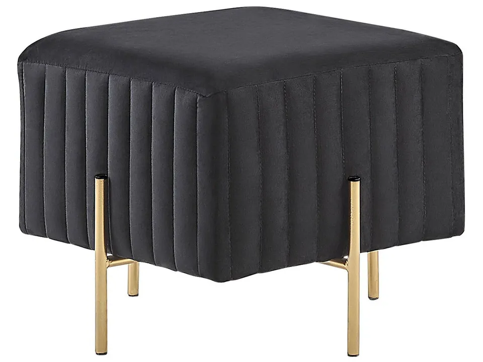 beliani-dayton-pouf-samt-schwarz-45x45-mit-goldbeinen image 1