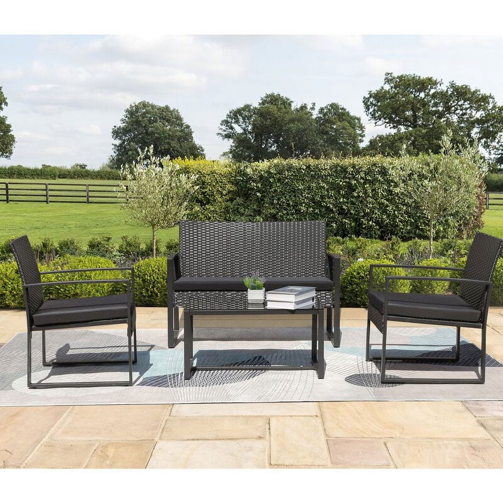 homall-patio-furniture-rattan-set-4tlg-schwarz-mit-tisch image 1