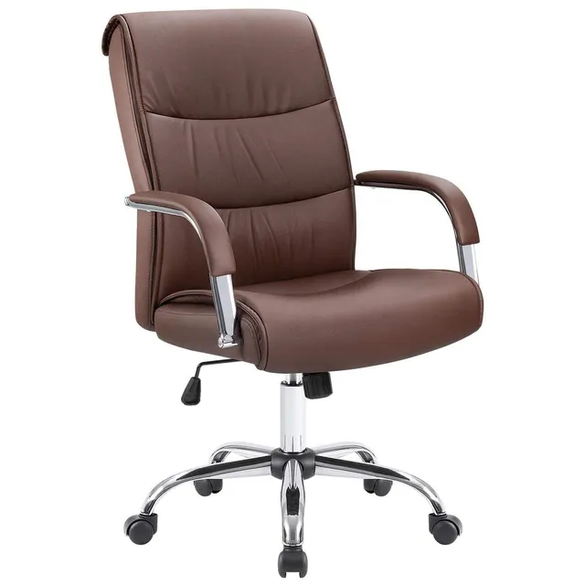 homall-office-leather-chair-chefsessel-braun-leder-h-henverstellbar image 1
