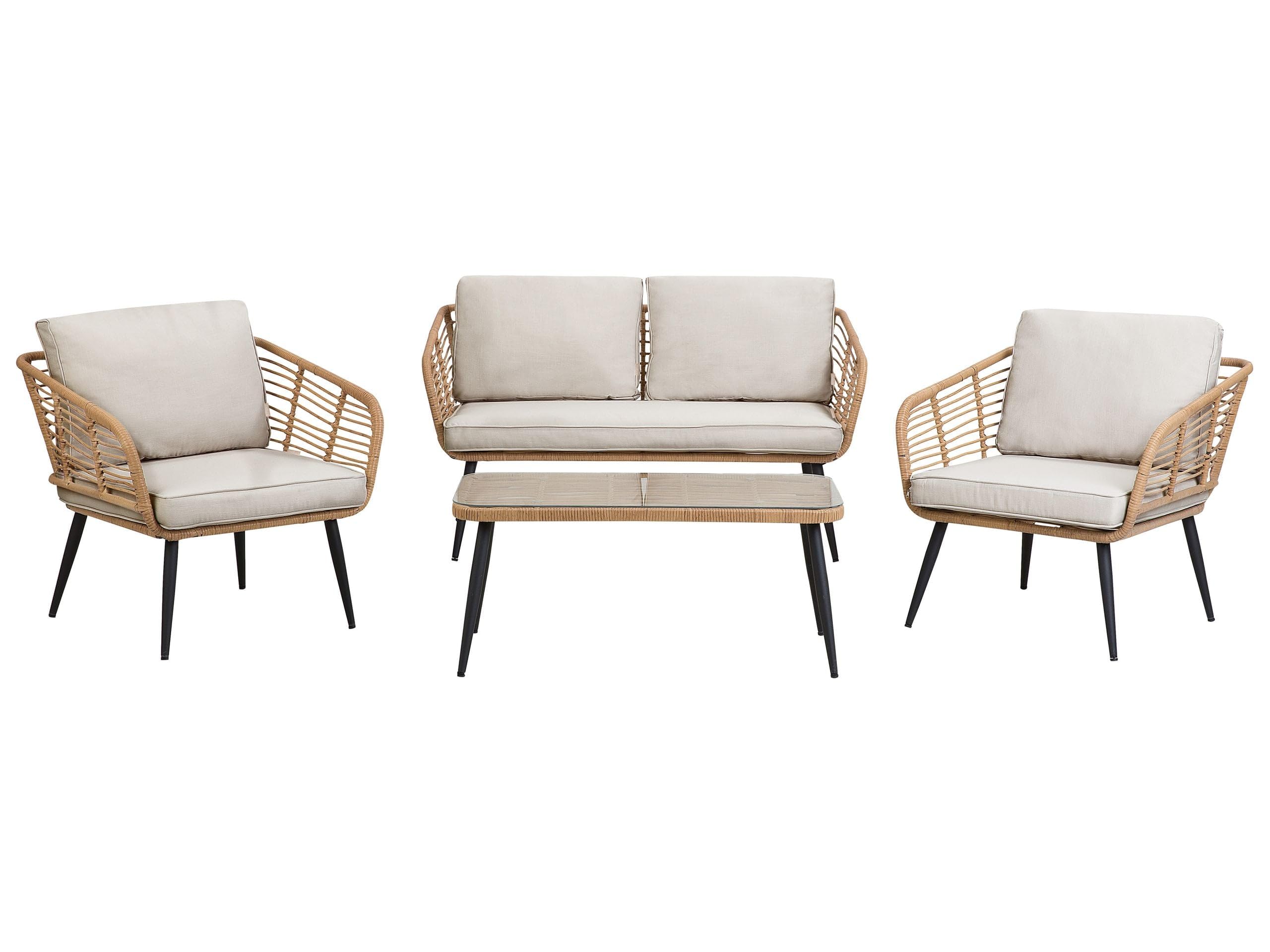 beliani-corinth-ii-gartenset-rattan-grau-4-sitzer image 1