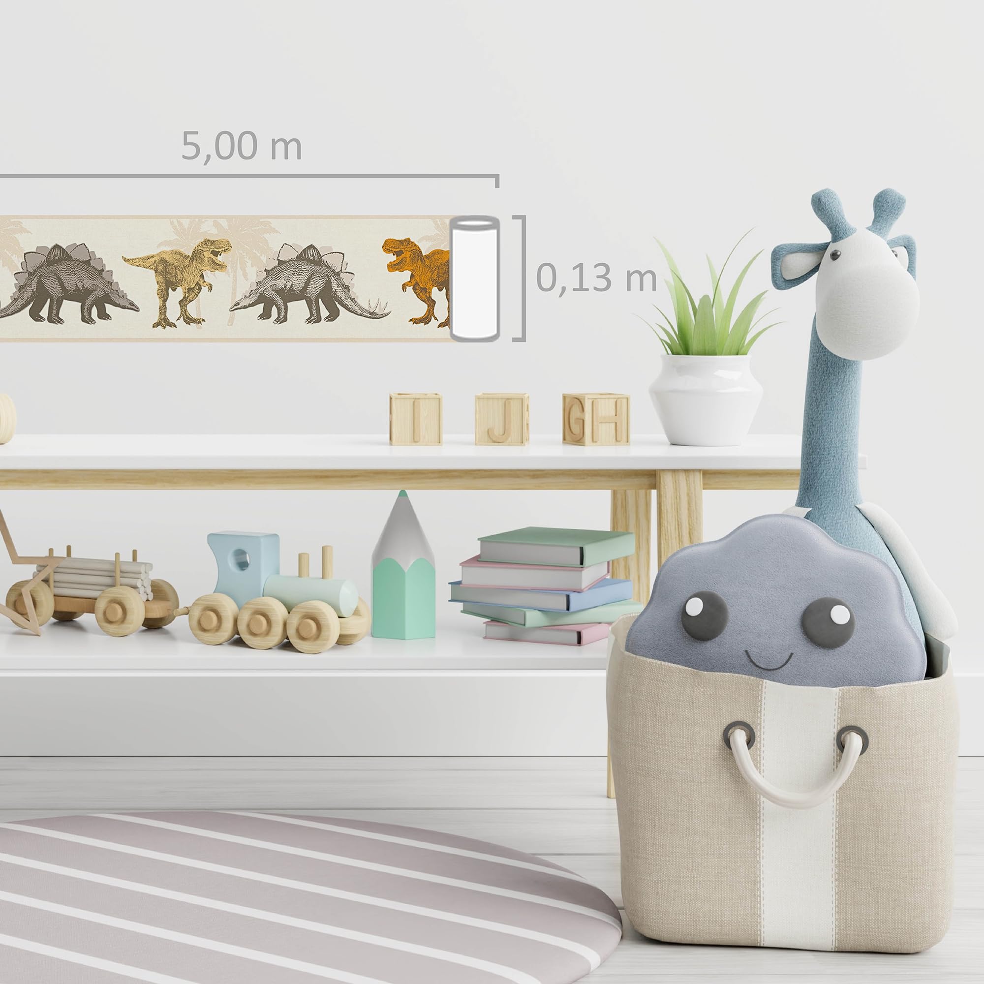 a-s-cr-ation-little-stars-bord-re-dinosaurier-braun-orange-5m image 4