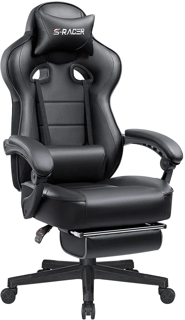 homall-gaming-chair-racing-b-rostuhl-schwarz-mit-fu-st-tze image 1