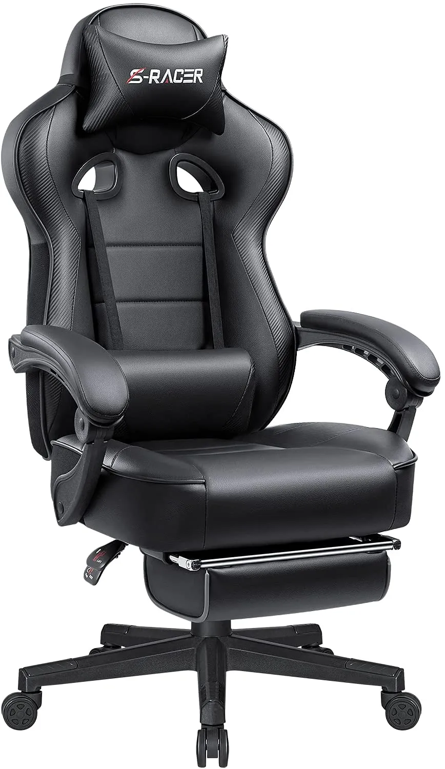 homall-gaming-chair-racing-b-rostuhl-schwarz-mit-fu-st-tze image 1