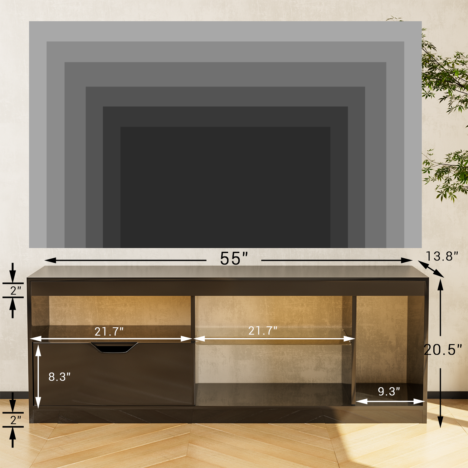 homall-tv-stand-lowboard-schwarz-65-zoll-mit-led-140cm image 5