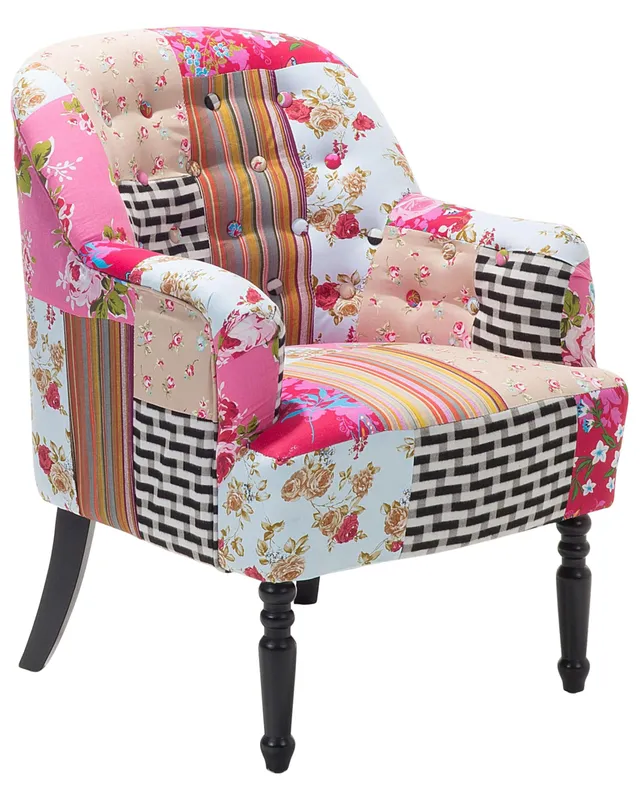 beliani-sessel-patchwork-rosa-stoffsessel-mandala-59-cm image 1