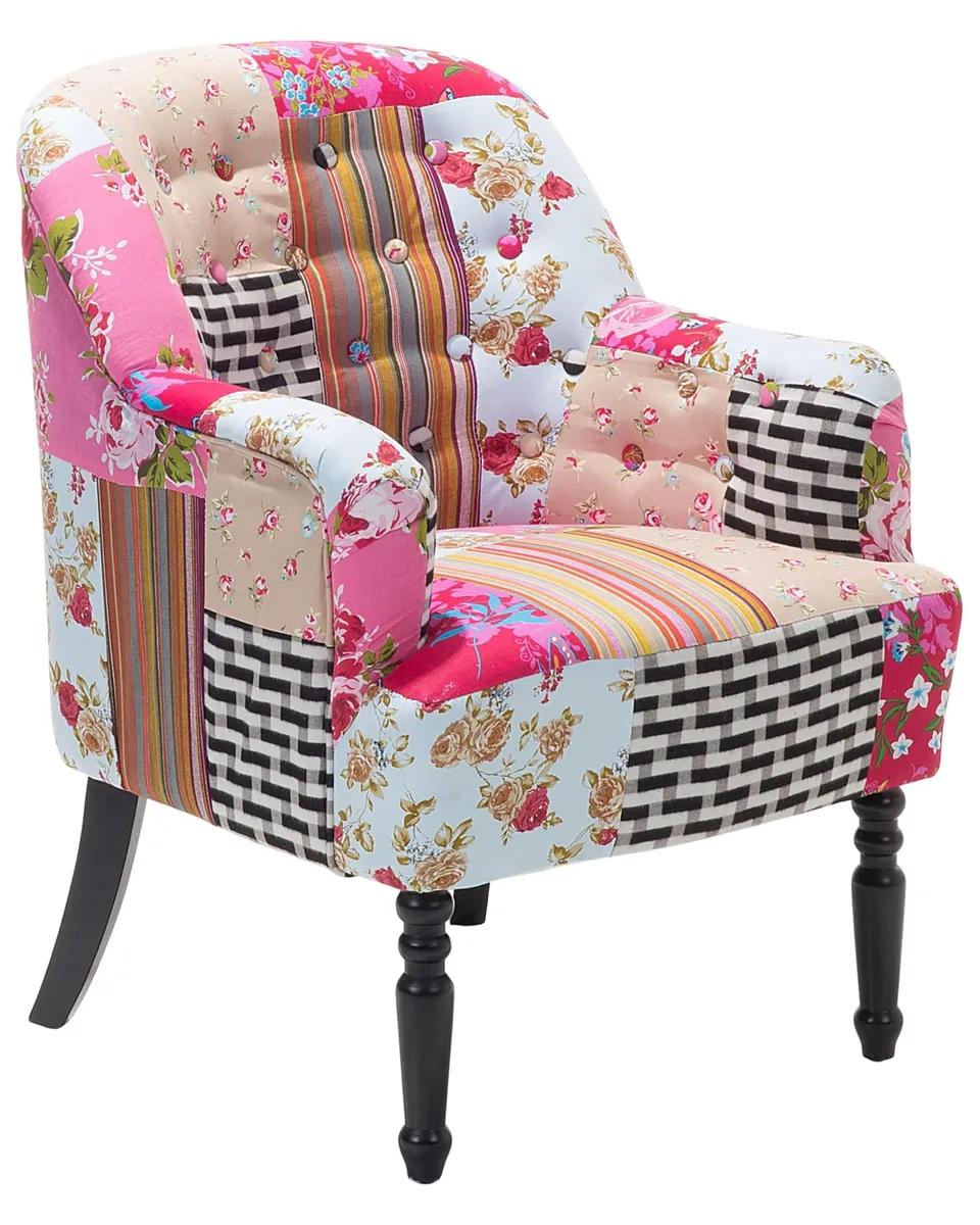 beliani-sessel-patchwork-rosa-stoffsessel-mandala-59-cm image 1