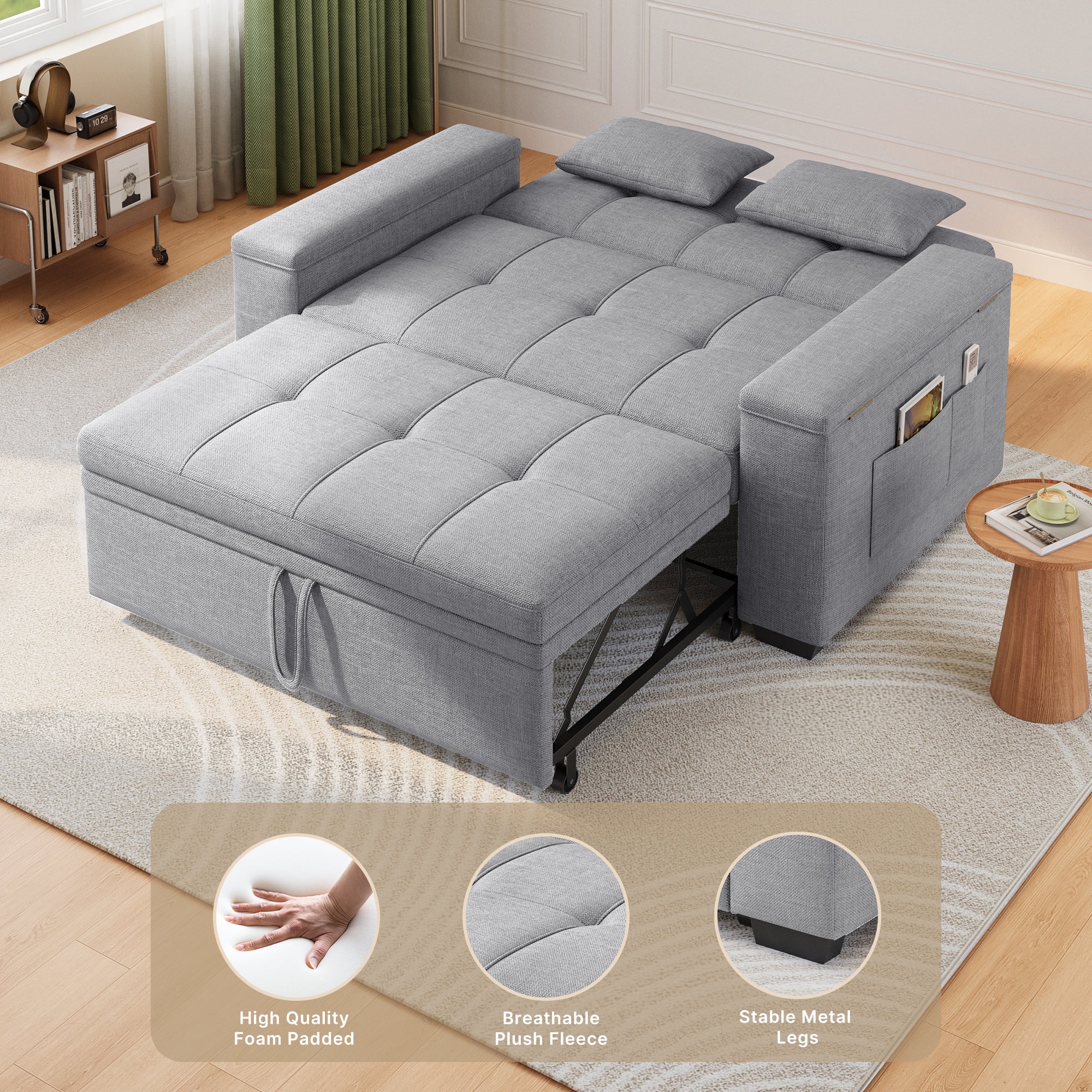 bealife-ar27-schlafsofa-3-in-1-grau-157-cm-mit-liegefunktion image 7