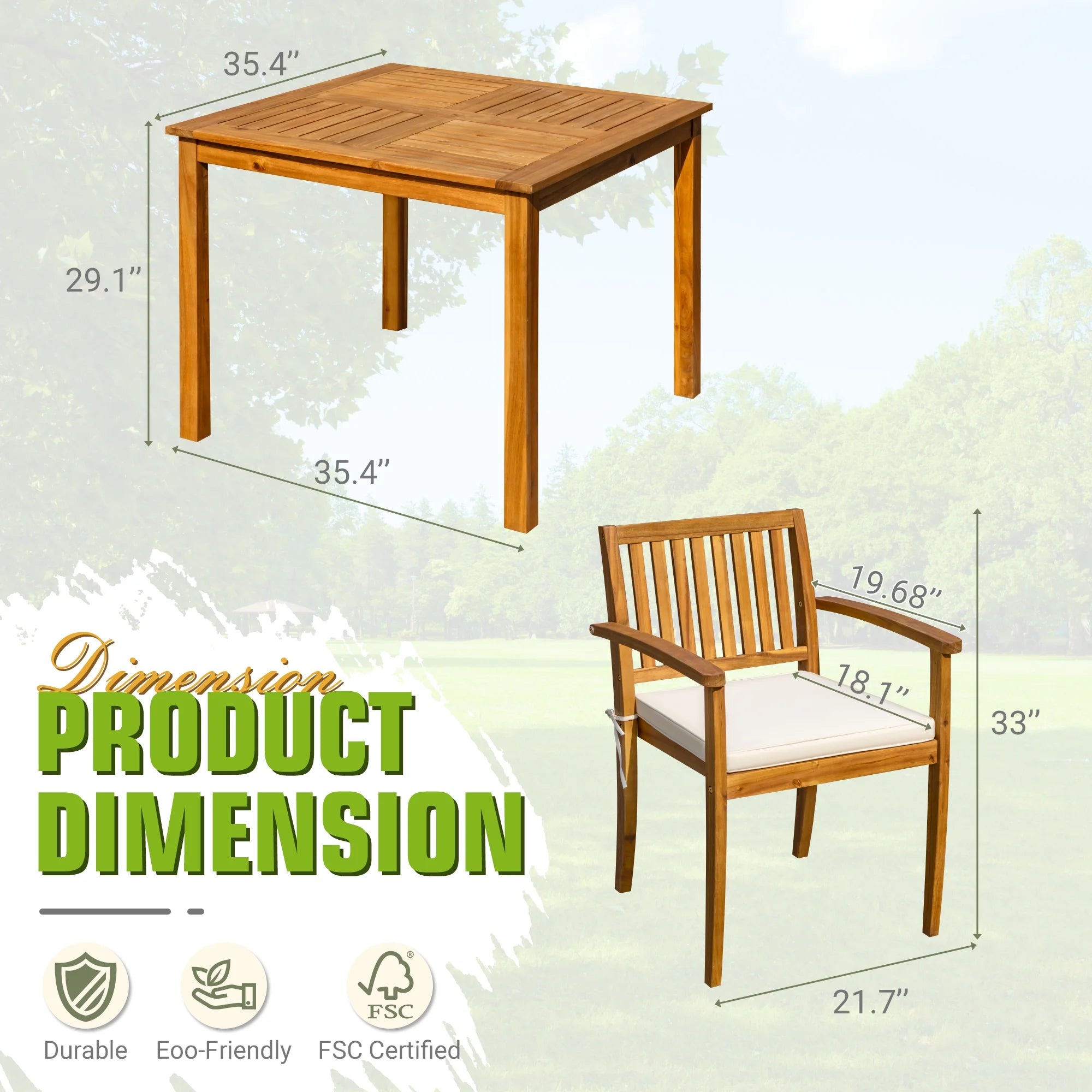 homall-patio-furniture-essgruppe-akazie-5-tlg-90cm-burlywood image 7