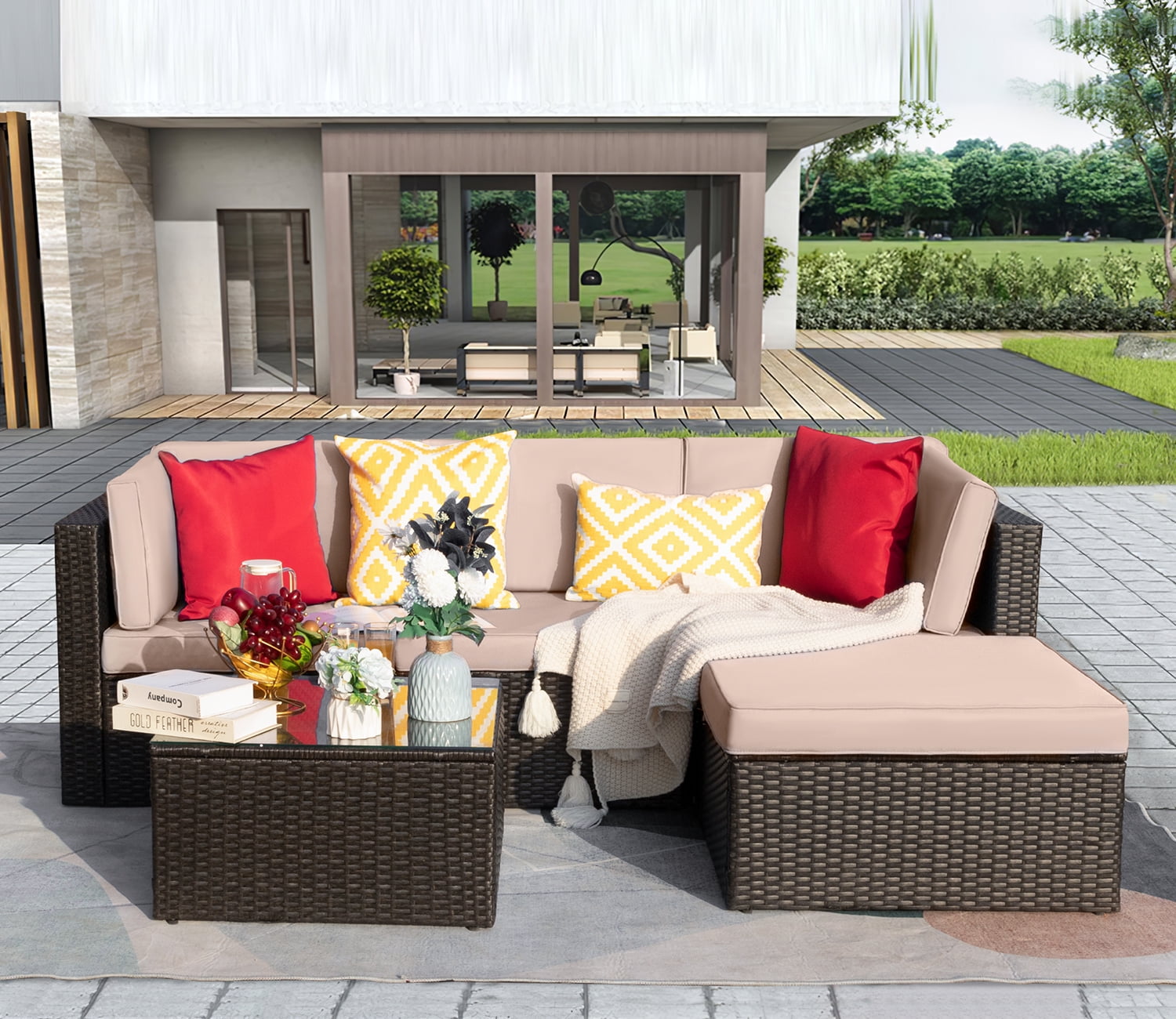 homall-patio-furniture-rattan-lounge-set-4-teilig-beige-mit-tisch image 4