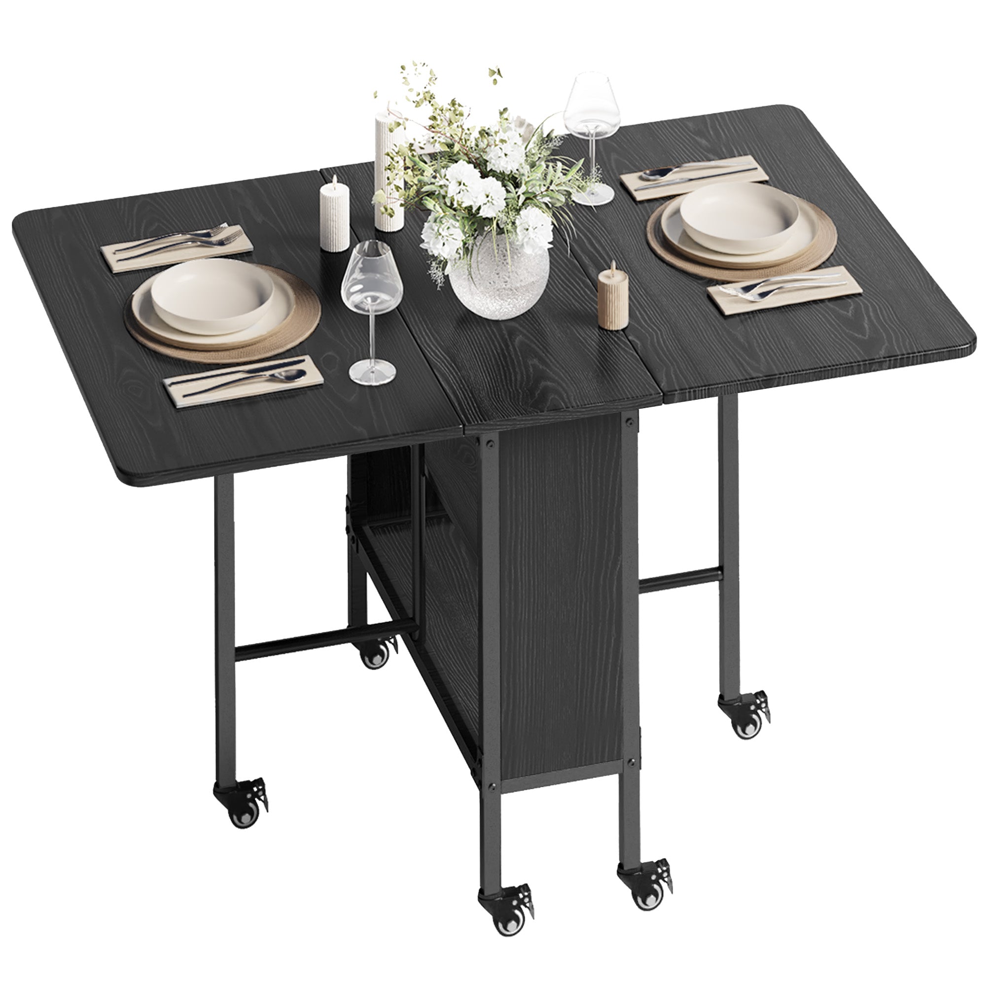 bealife-tb66-esstisch-klappbar-schwarz-130cm-mit-rollen image 1