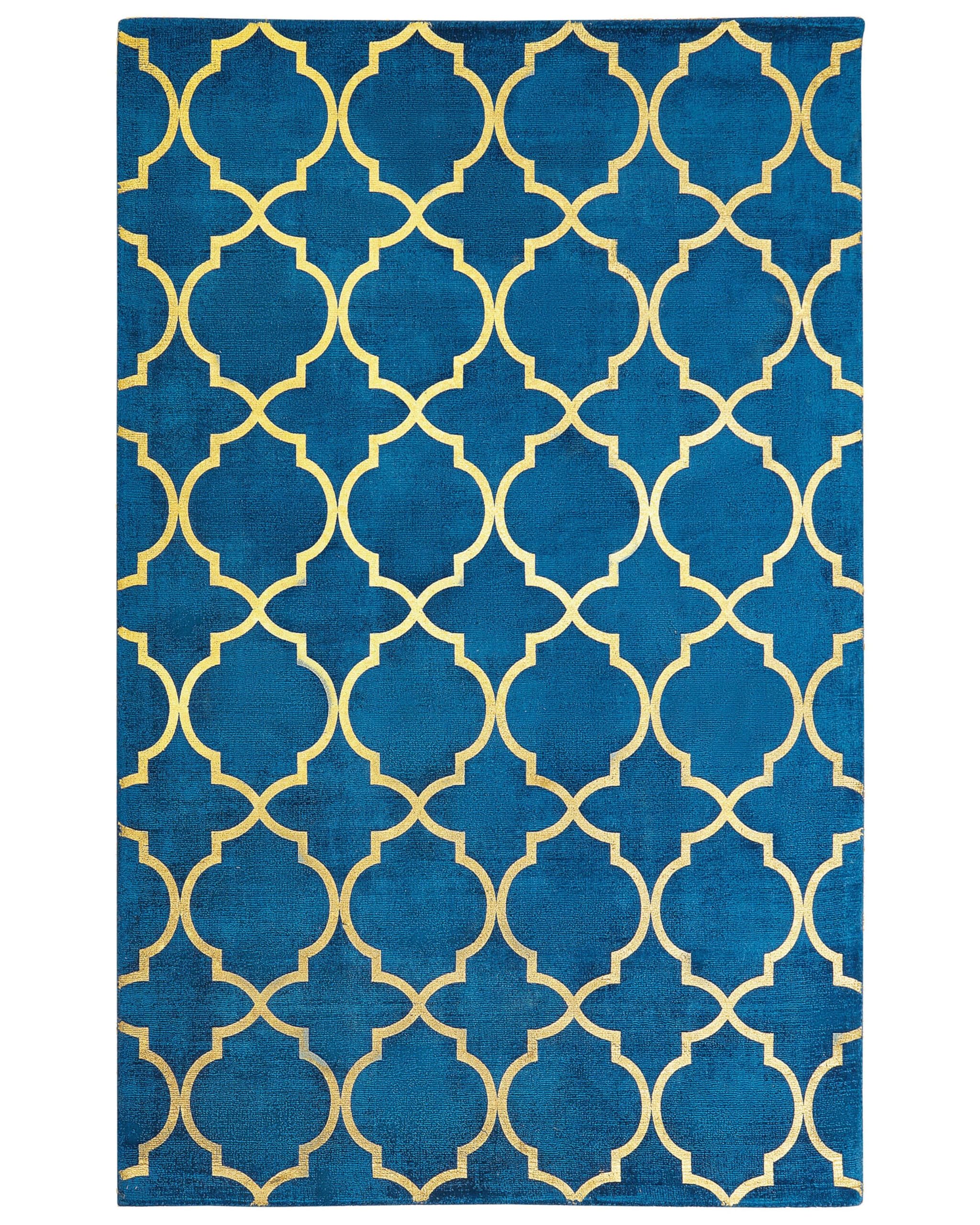 beliani-yelki-teppich-marineblau-gold-140x200-cm image 1
