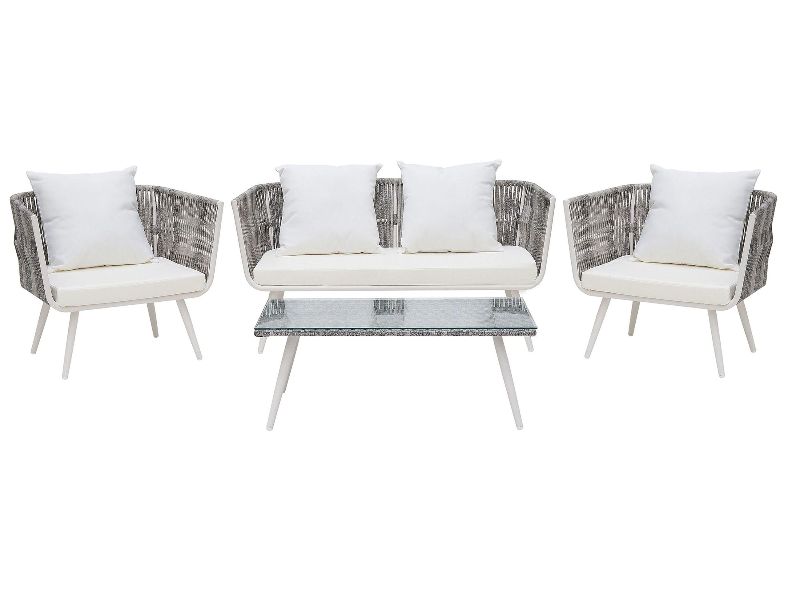 beliani-ragusa-garten-set-rattan-cremewei-4-sitzer-glas image 1