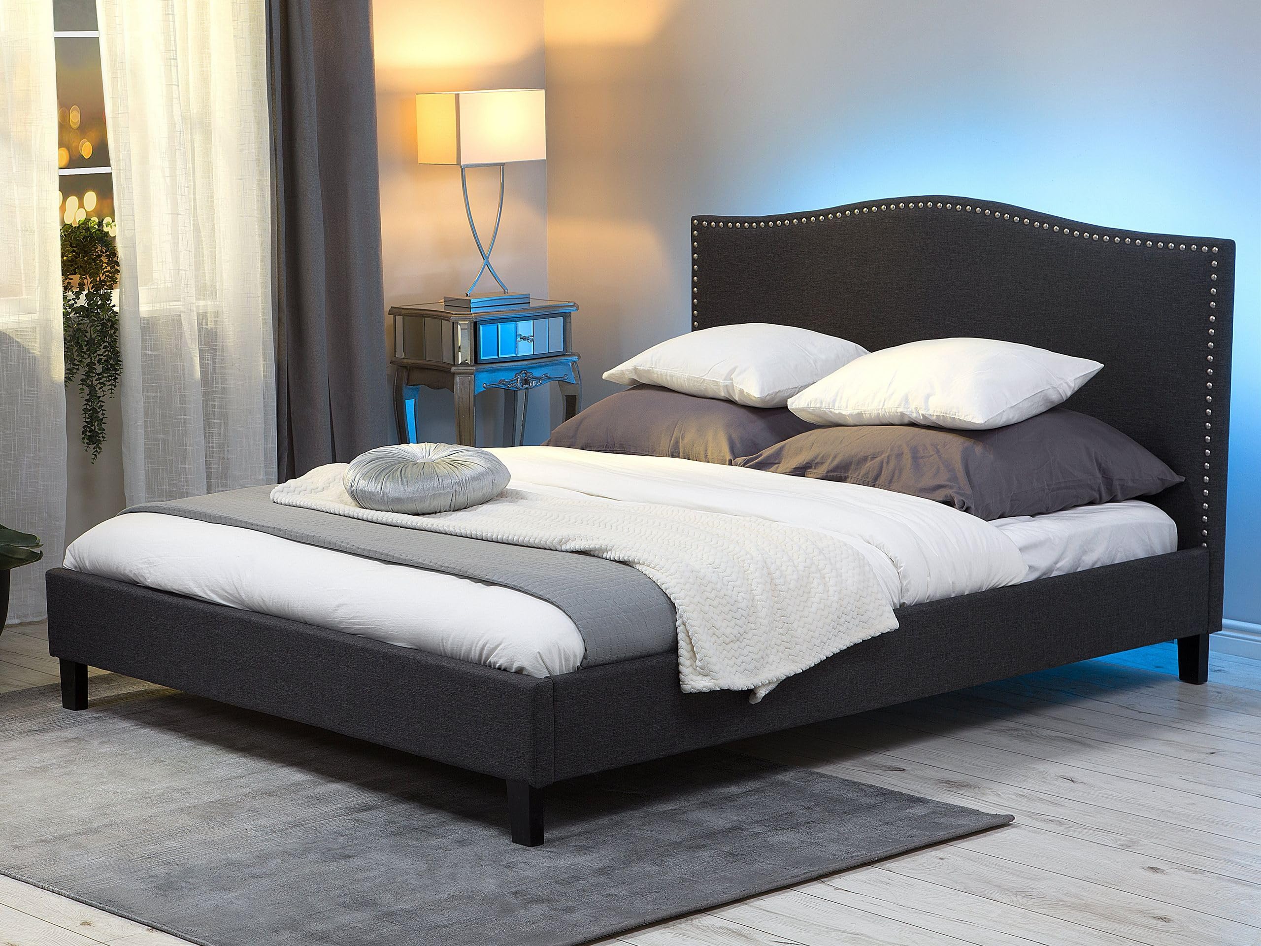 beliani-montpellier-led-polsterbett-180x200-grau-leinenoptik image 2