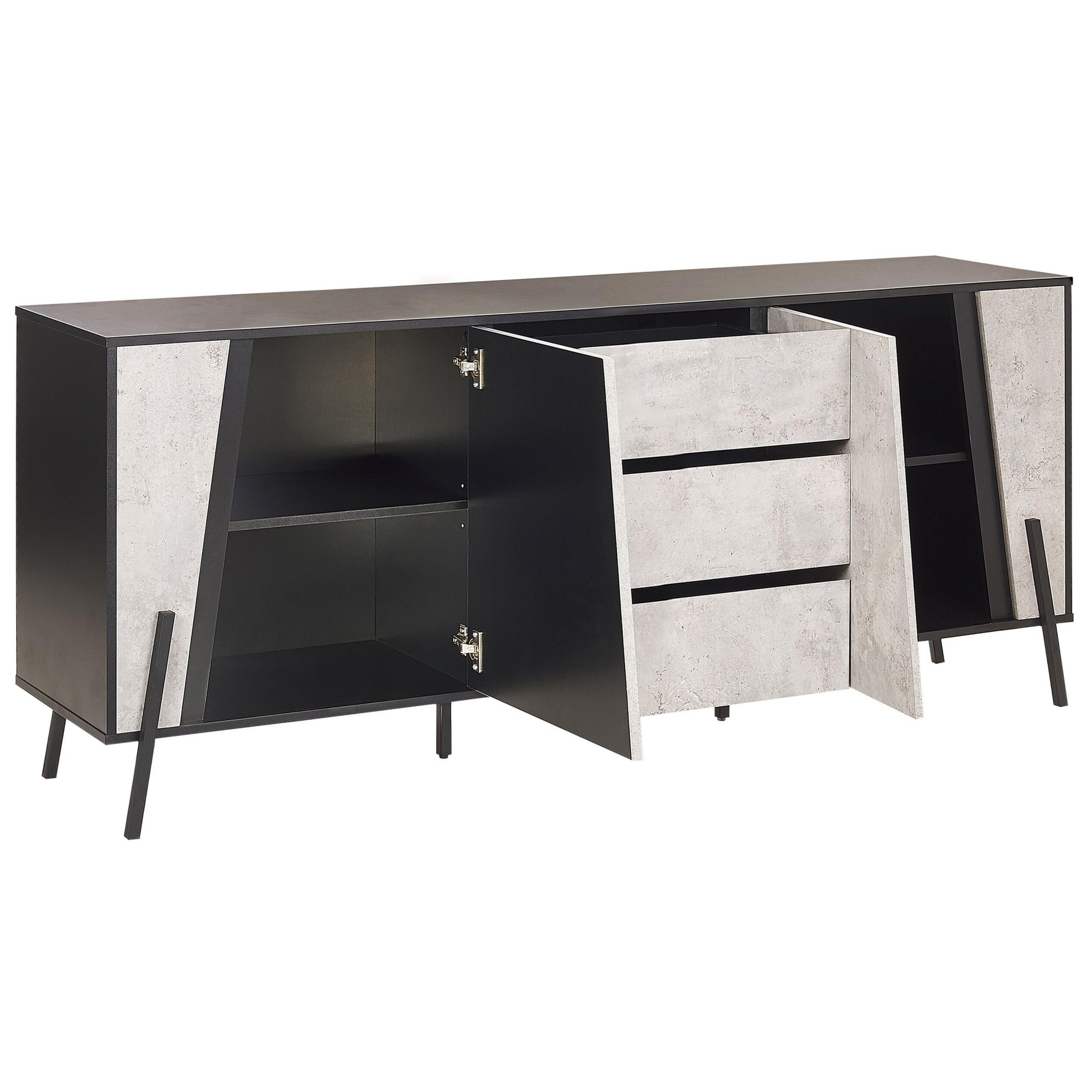 beliani-blackpool-sideboard-betonoptik-grau-schwarz-177x40x75-cm image 4