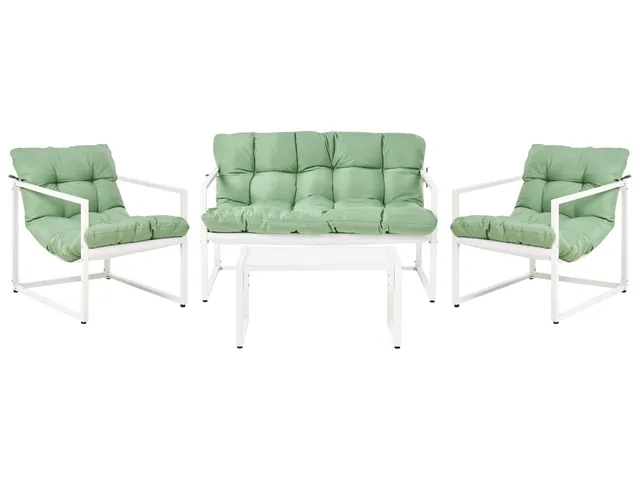 beliani-garda-gartenlounge-4-sitzer-stahl-gr-n-wei-mit-tisch image 1