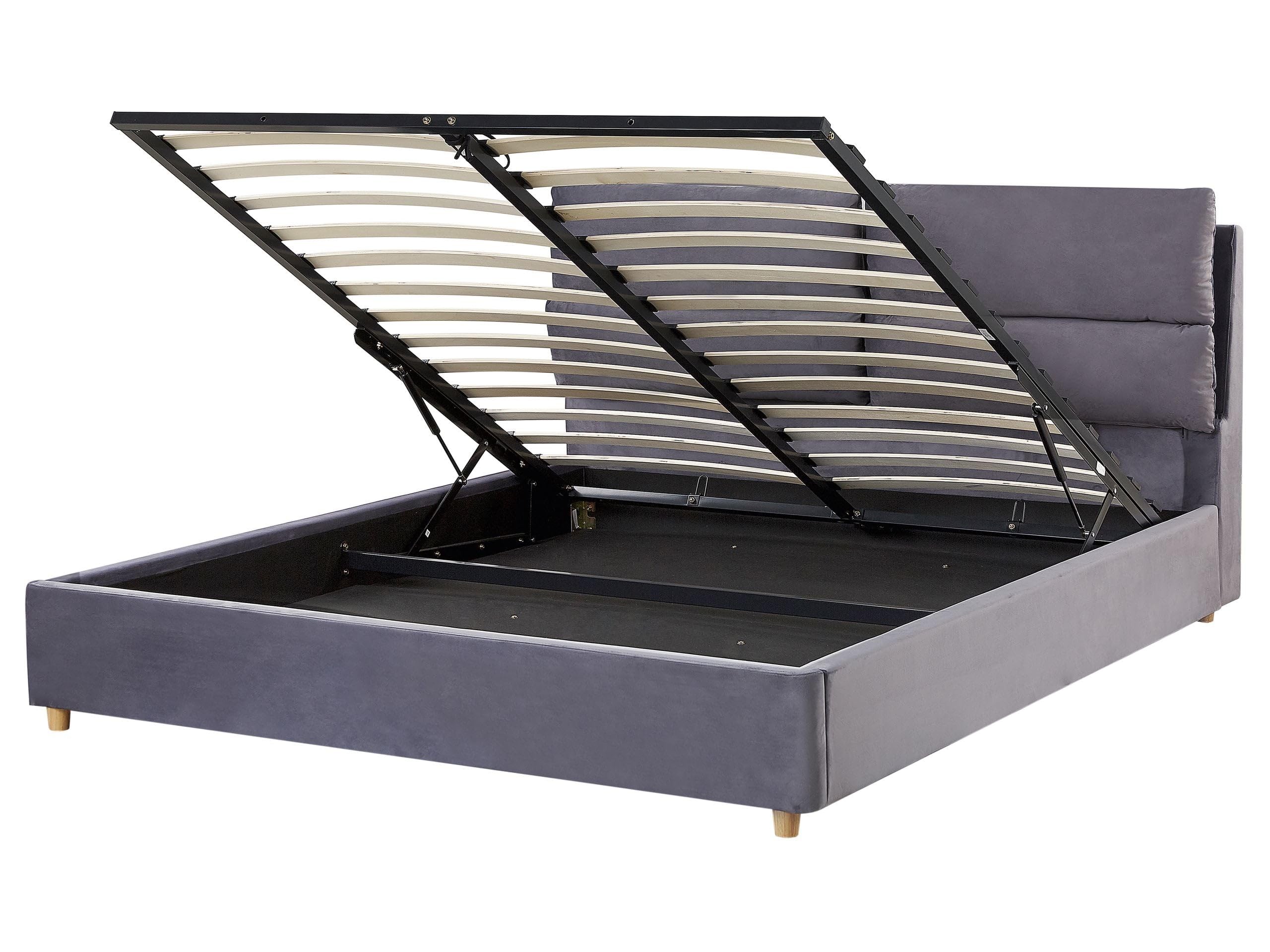 beliani-doppelbett-samt-grau-160x200-mit-bettkasten image 1