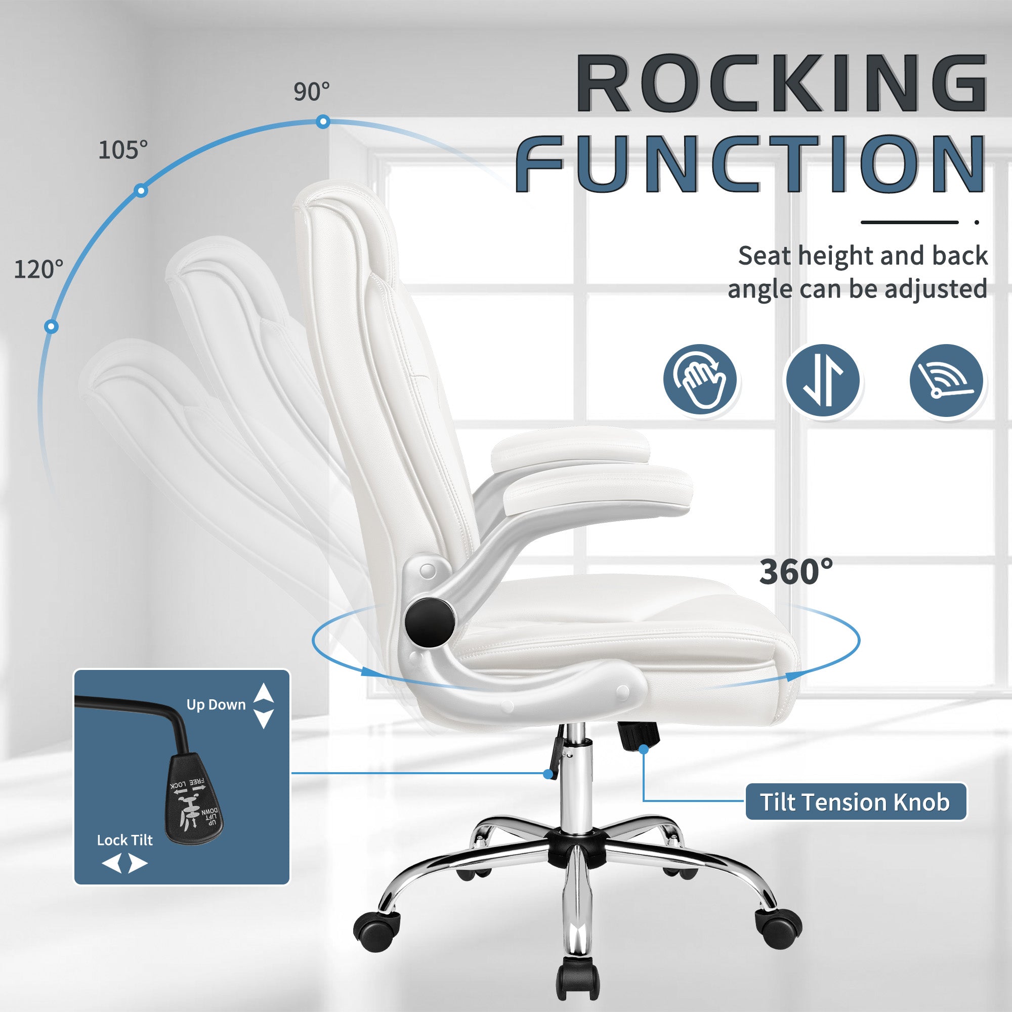 homall-office-leather-chair-chefsessel-schwarz-kunstleder-hoch image 6