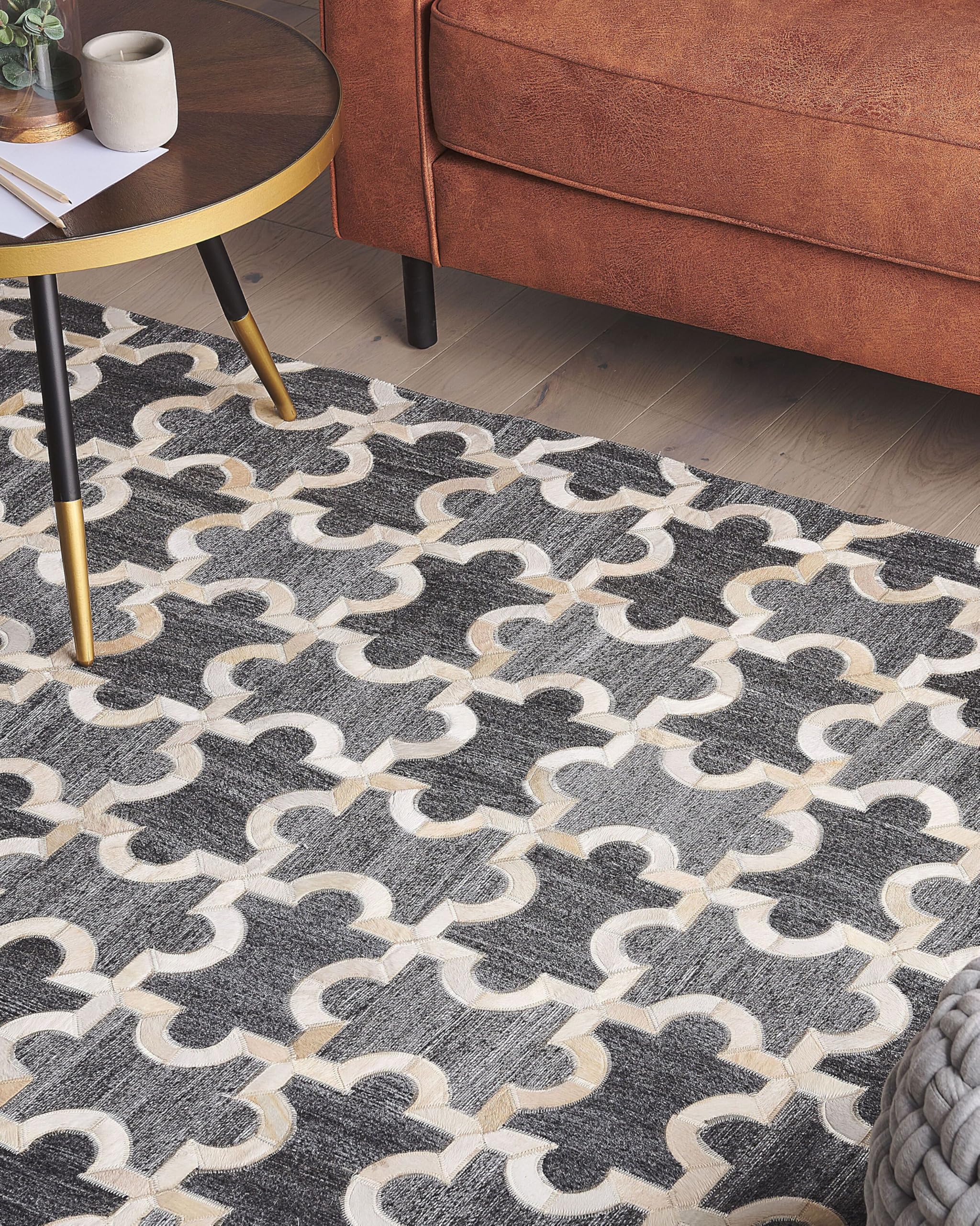 beliani-yedisu-teppich-leder-patchwork-140x200-grau-beige image 3