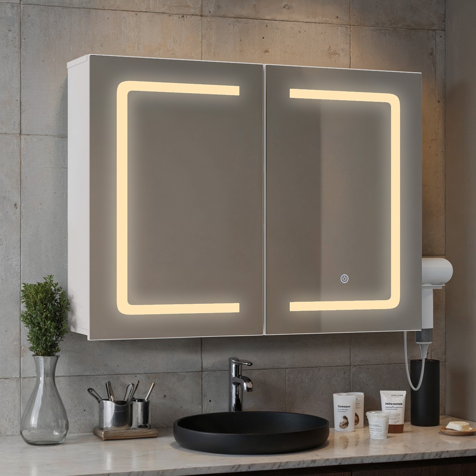 bealife-ap85-spiegelschrank-80-cm-wei-mit-led-3-lichtfarben image 2