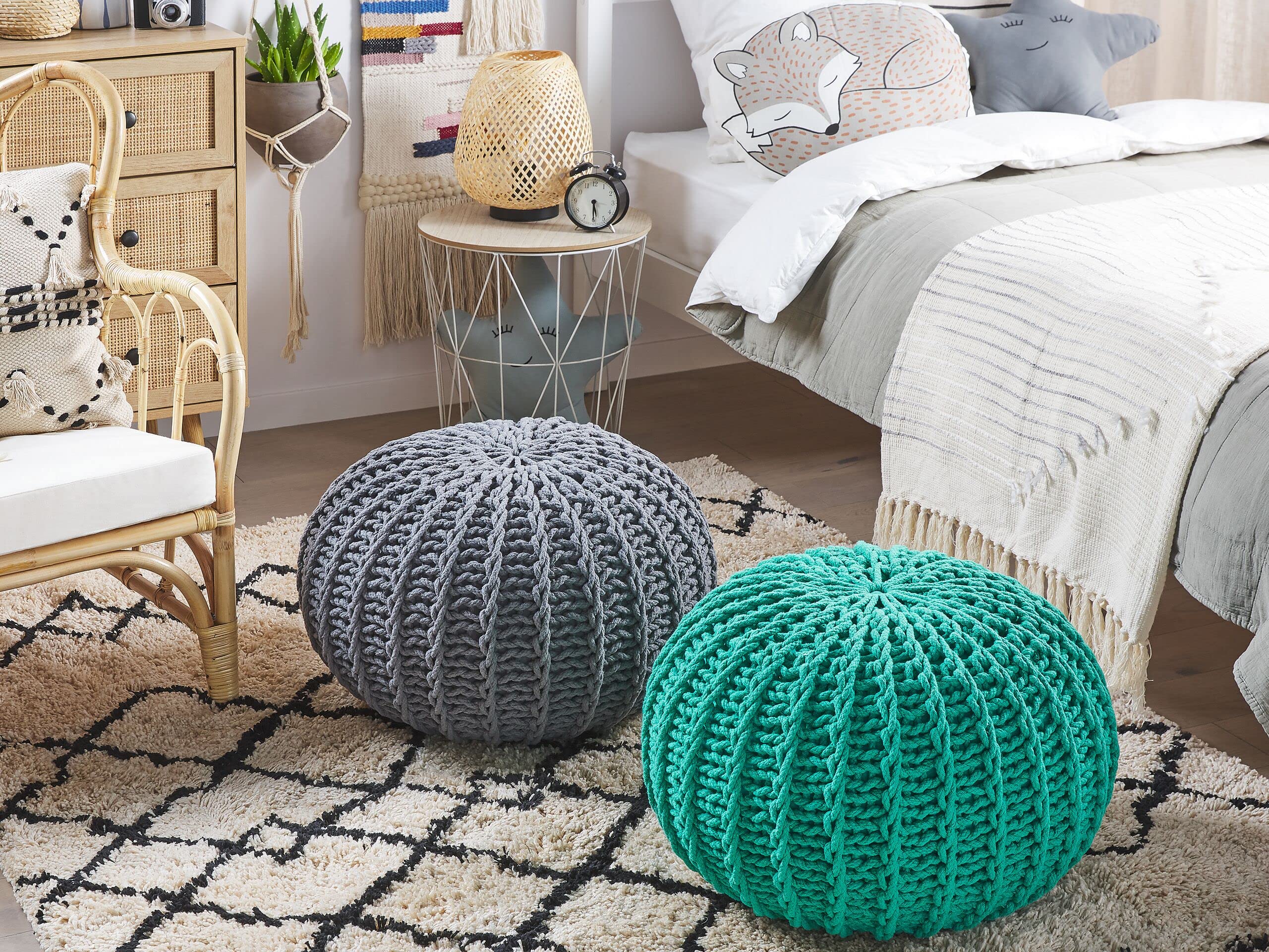 beliani-conrad-ii-pouf-strick-smaragdgr-n-52x35-cm image 2