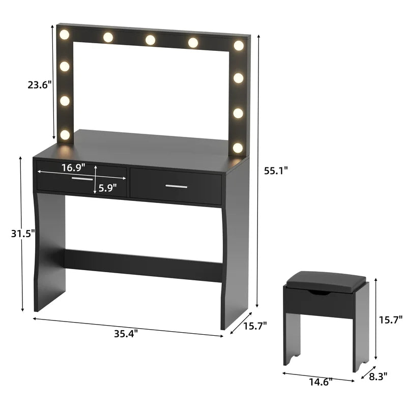 homall-bedroom-schminktisch-wei-mit-spiegel-licht-und-hocker image 6