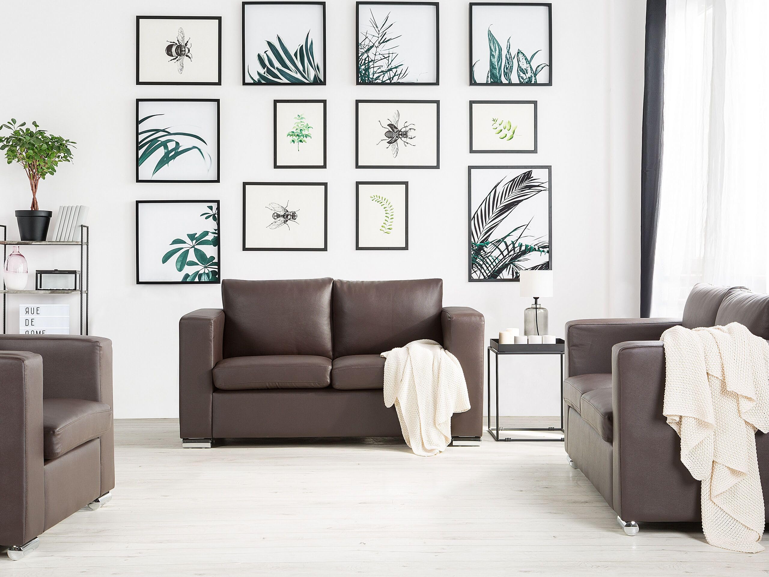 beliani-helsinki-2-sitzer-sofa-echtleder-braun-edelstahl image 2