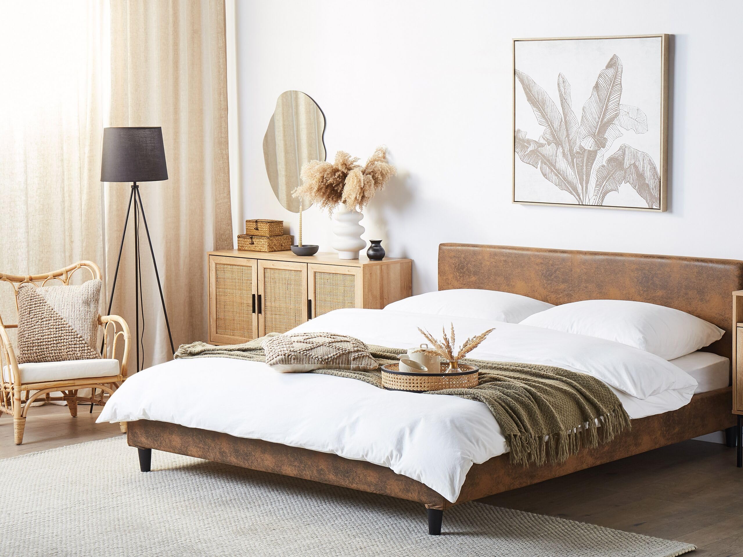 beliani-fitou-doppelbett-180x200-lederoptik-braun-waschbar image 2