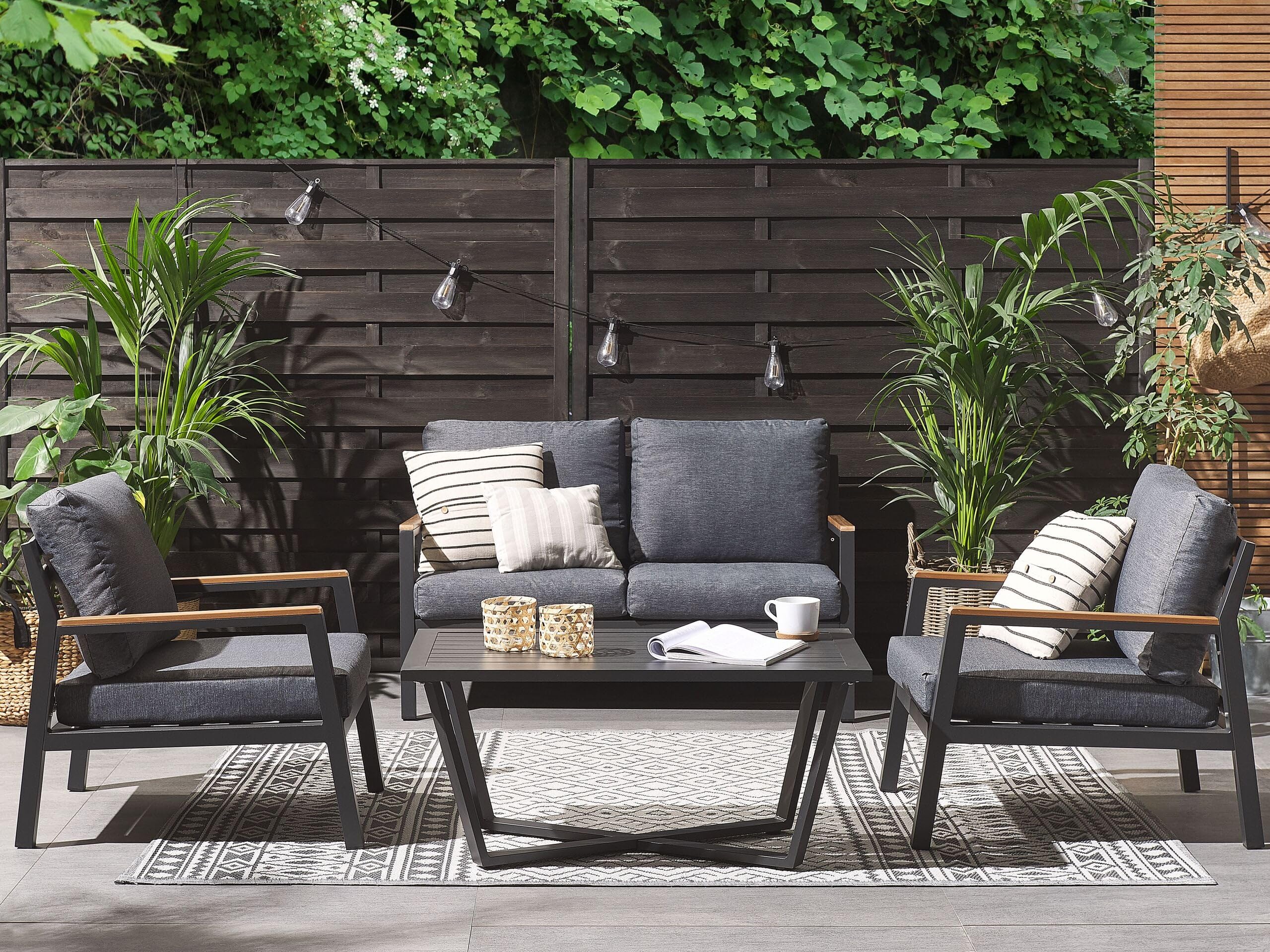 beliani-delia-lounge-set-aluminium-dunkelgrau-4-sitzer image 2