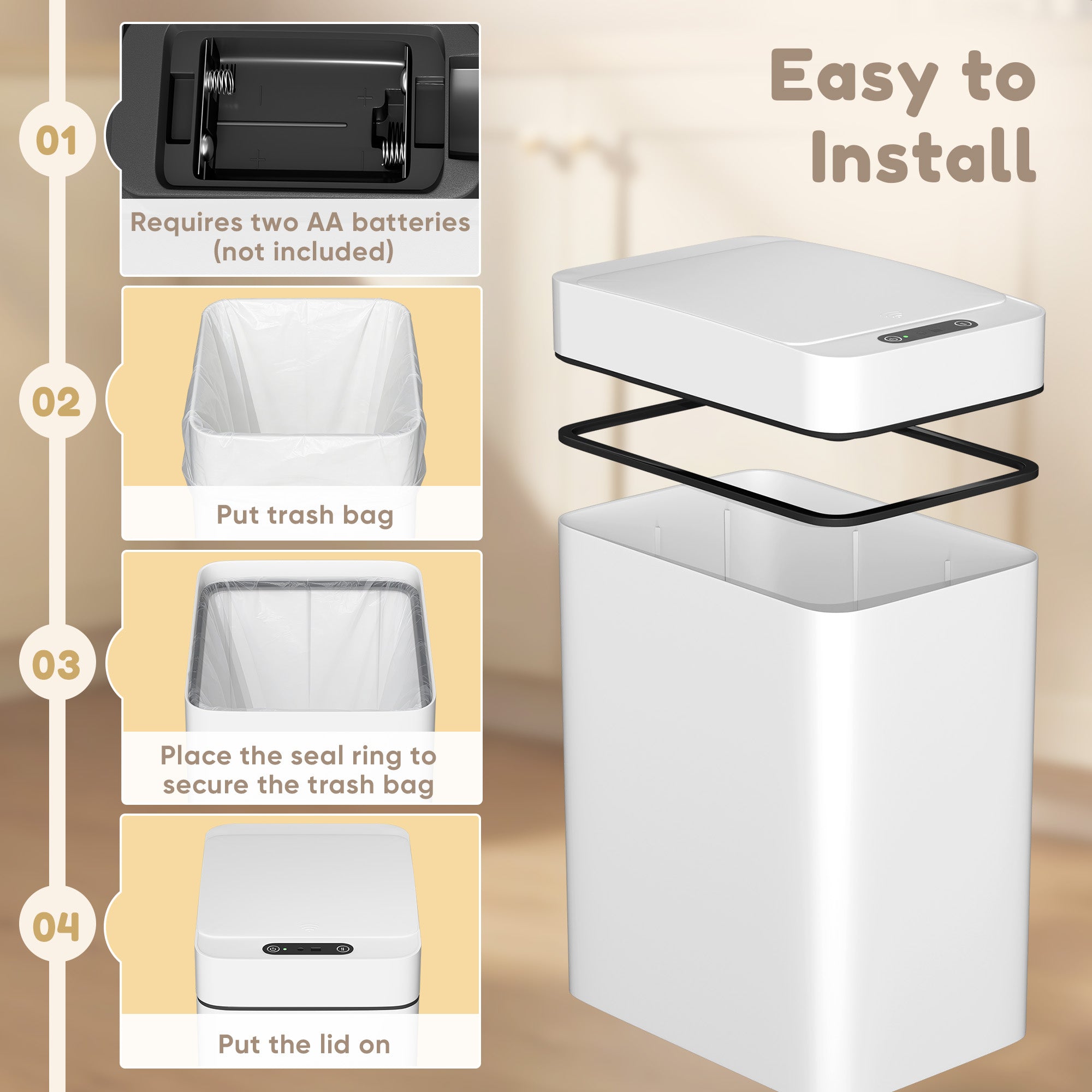 homall-shelf-m-lleimer-schwarz-mit-sensor-10-l-2er-pack image 2