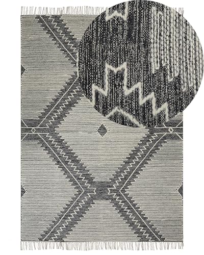 beliani-arbaa-teppich-140x200-schwarz-wei-boho-kurzflor image 8