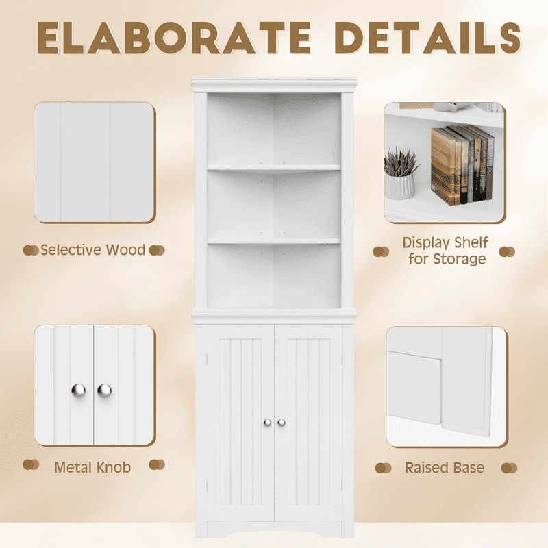 homall-shelf-eckschrank-wei-hoch-mit-t-ren-und-b-den image 8