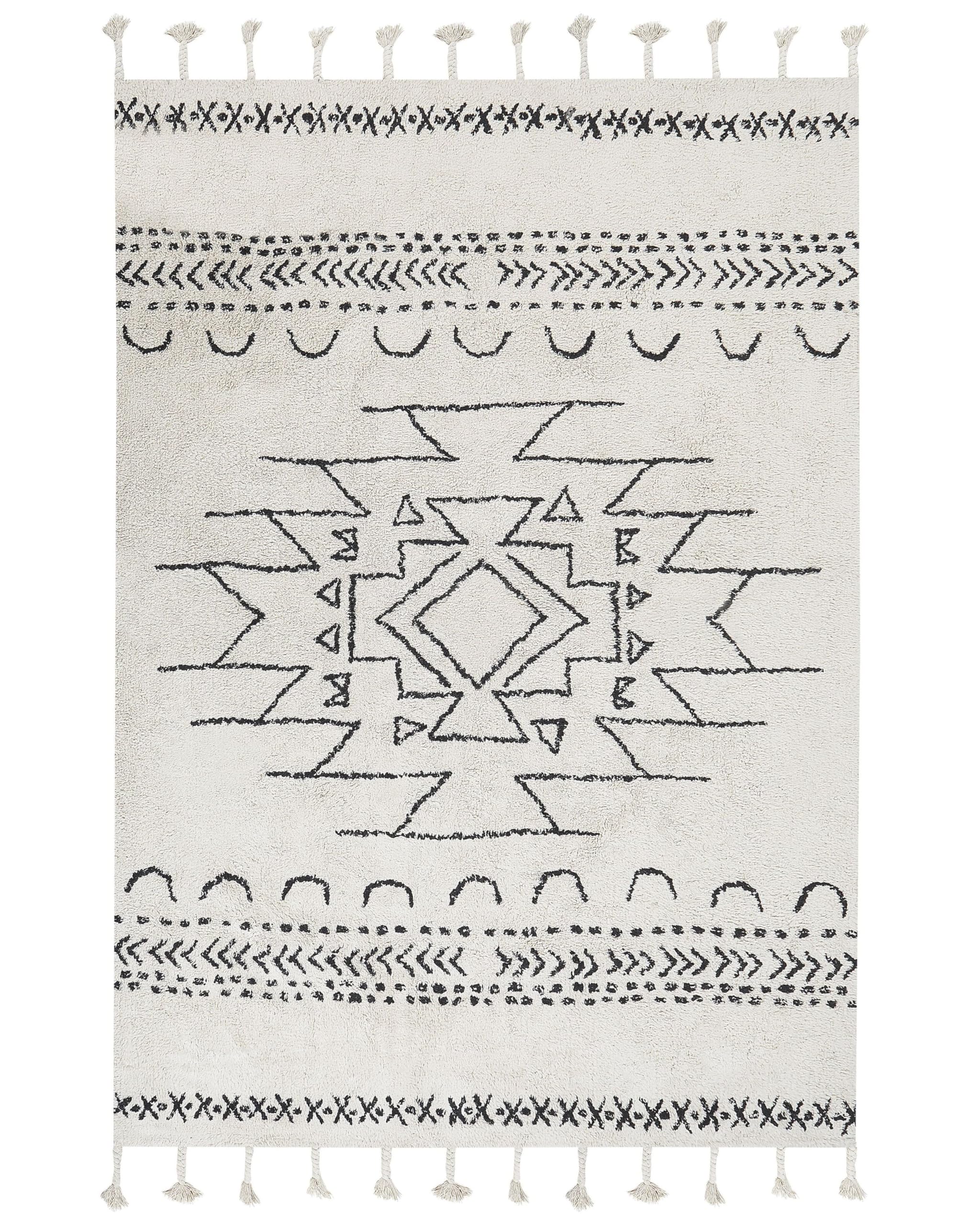 beliani-khouribga-teppich-140-x-200-cm-wei-schwarz-baumwolle image 8