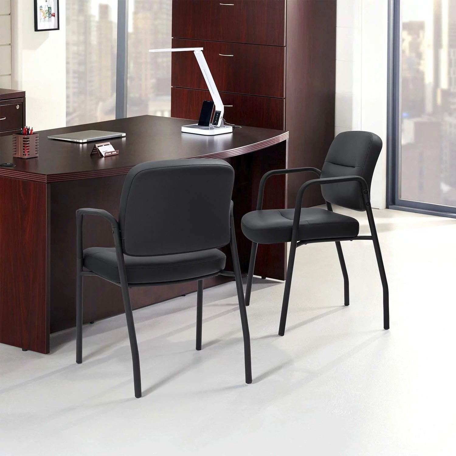 homall-office-leather-chair-besucherstuhl-2er-set-schwarz image 7
