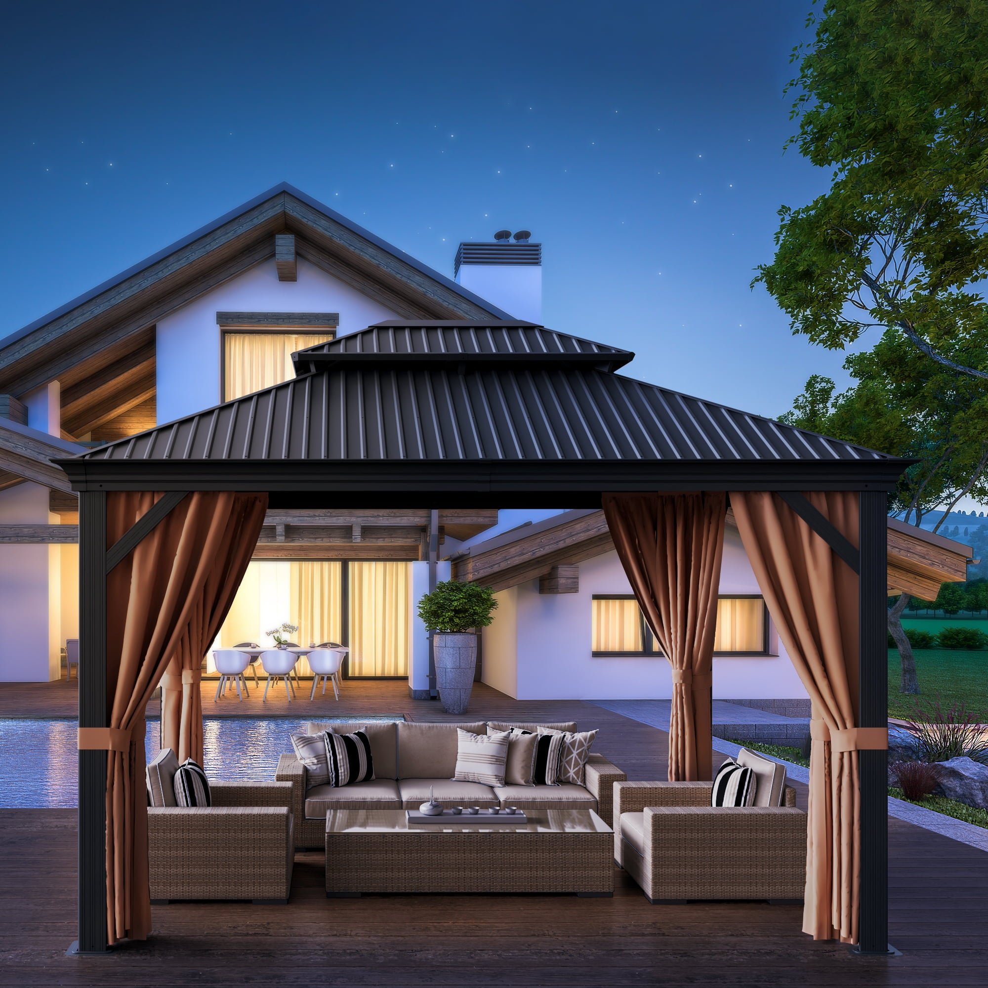 homall-patio-pavillon-3x3-6m-stahldach-mit-vorhang-netz image 6