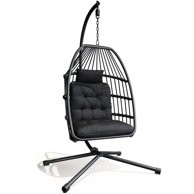 bealife-cd01-h-ngesessel-rattan-schwarz-mit-kissen image 1