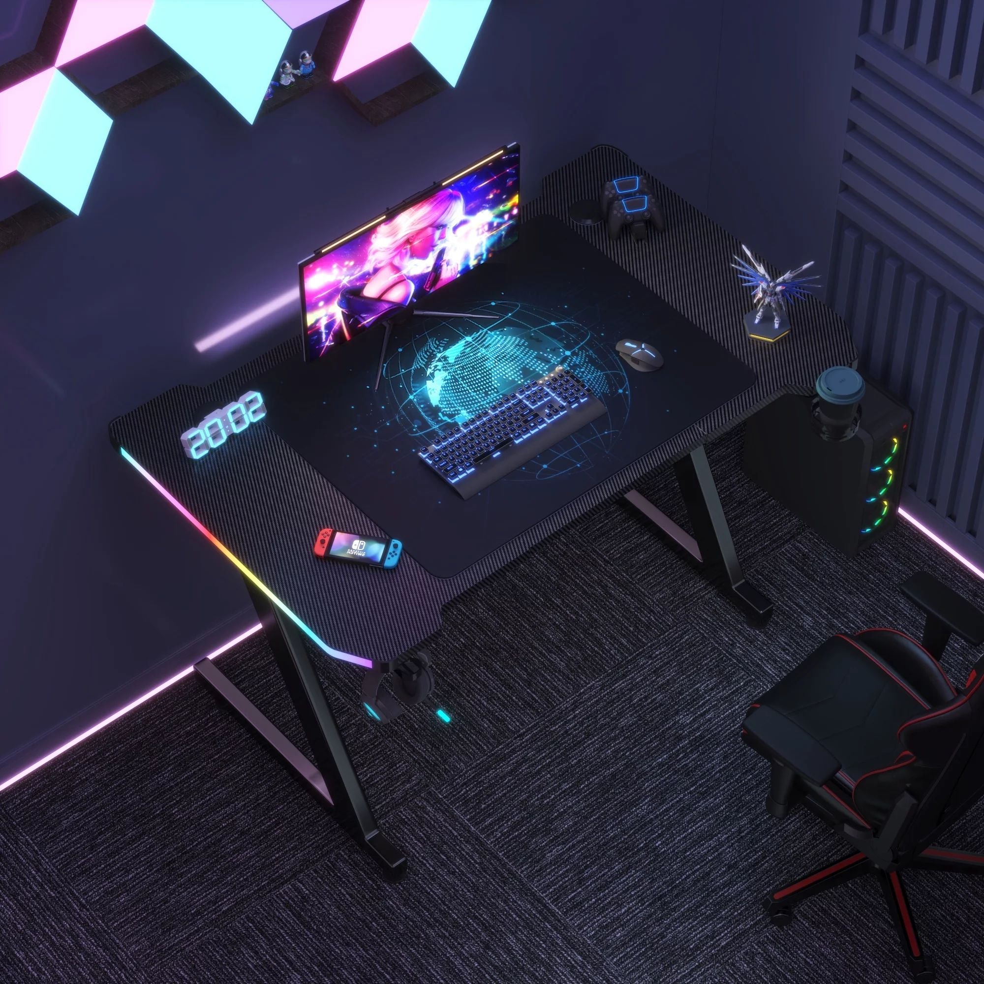 homall-gaming-desk-schreibtisch-119cm-schwarz-rgb-z-form image 7