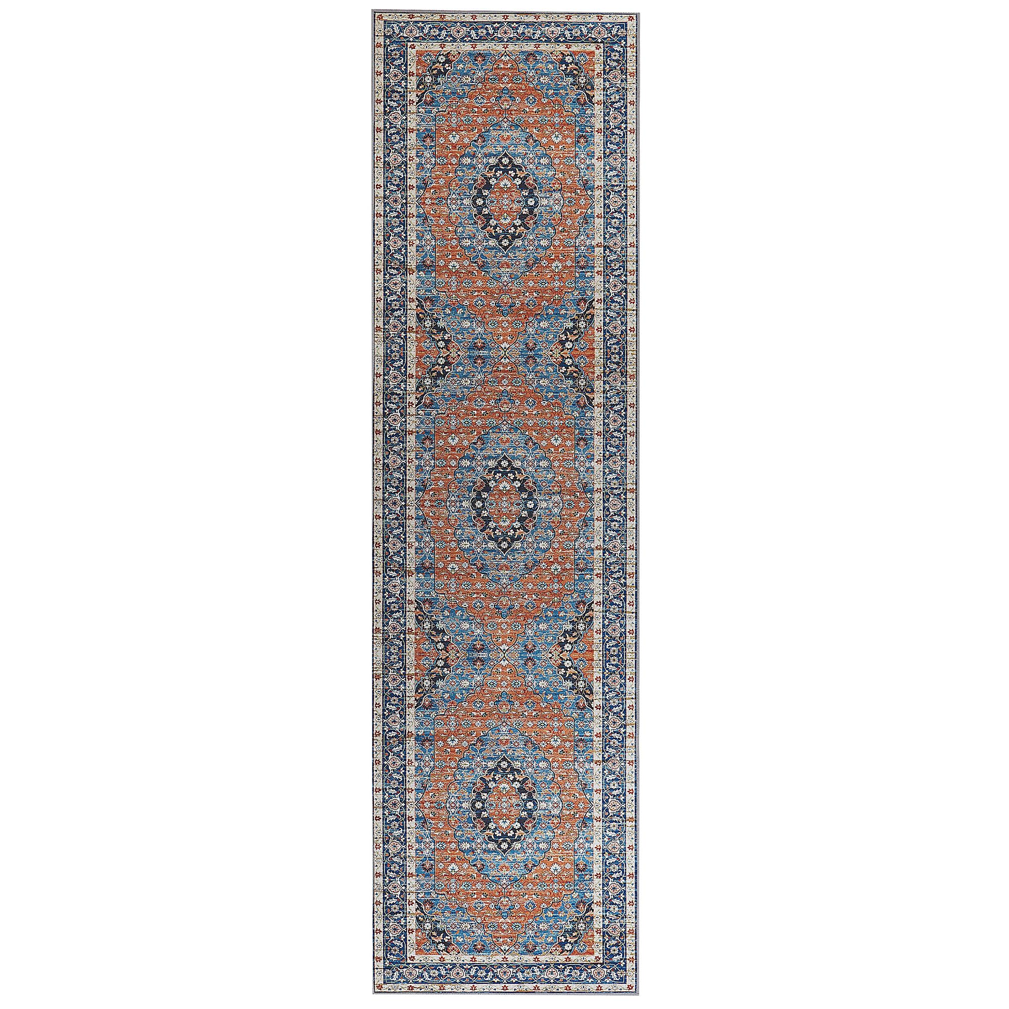 beliani-midalam-l-ufer-80x300-blau-orange-vintage-polyester image 3