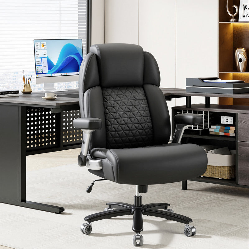 homall-office-leather-chair-b-rostuhl-schwarz-big-and-tall image 1