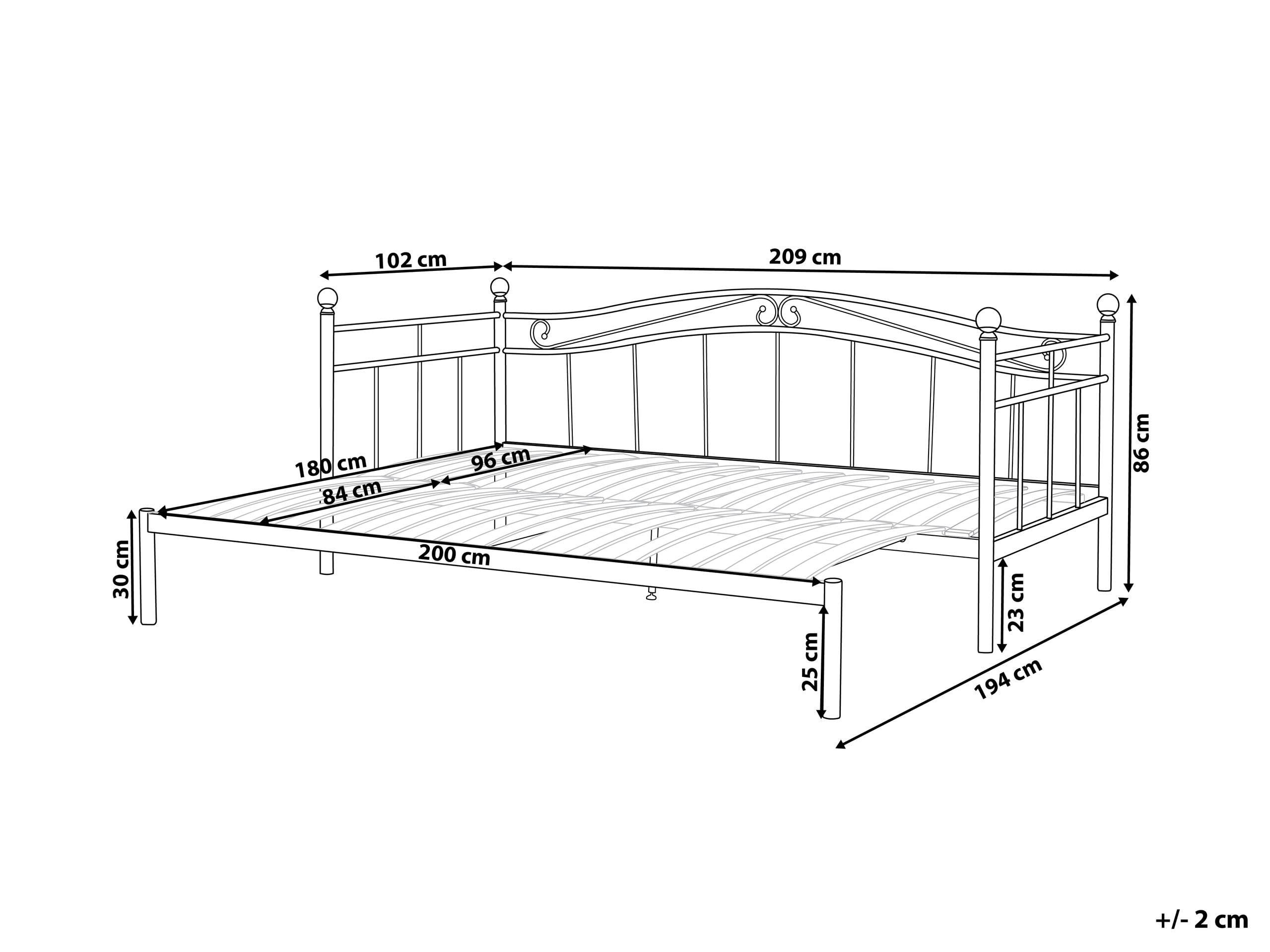 beliani-tulle-tagesbett-metall-wei-90x200-ausziehbar image 3
