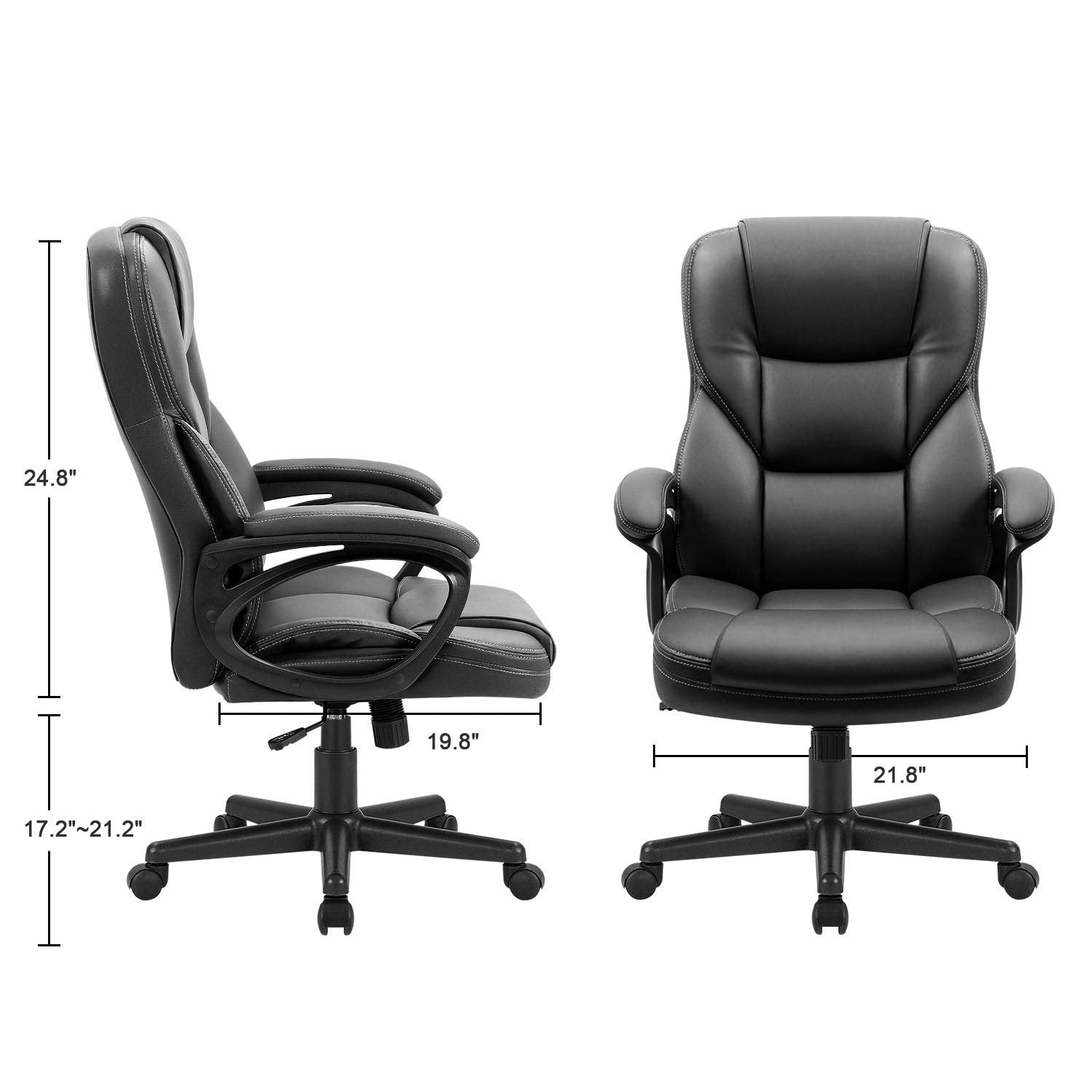 homall-office-leather-chair-b-rostuhl-schwarz-kunstleder-hochlehner image 6