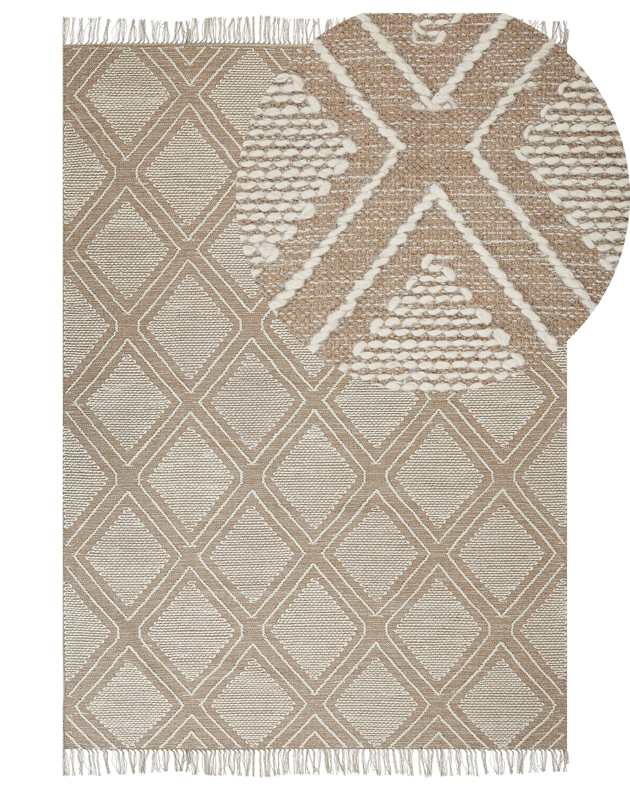 beliani-kacem-teppich-160x230-beige-wei-boho-baumwolle image 8