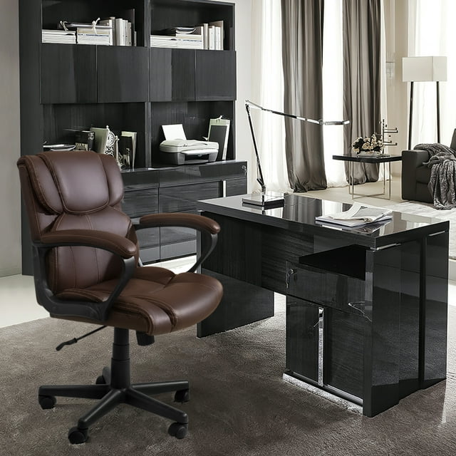 homall-office-leather-chair-b-rostuhl-schwarz-mit-armlehnen image 8