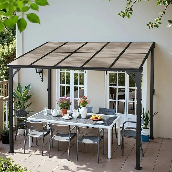 homall-patio-furniture-wand-pavillon-3x3-m-alu-polycarbonat image 1