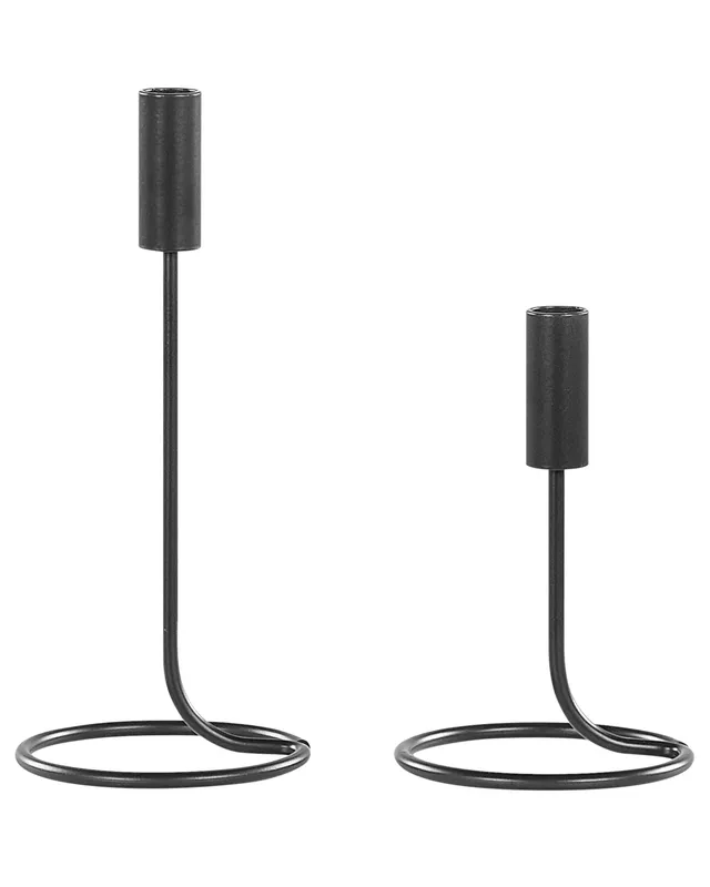 beliani-kerzenst-nder-2er-set-metall-schwarz-19-und-28-cm image 1