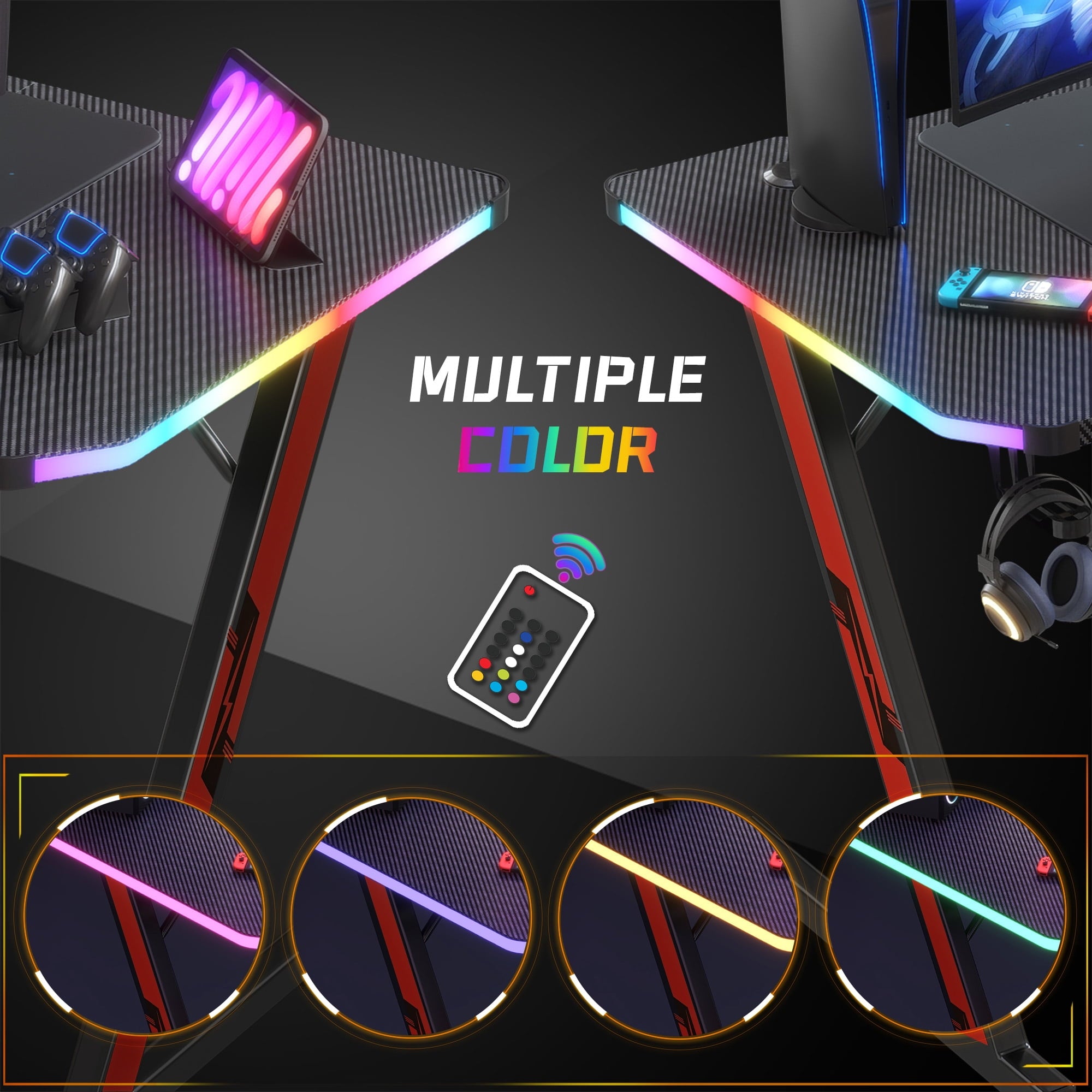 homall-gaming-desk-schreibtisch-rgb-carbon-schwarz-140-cm image 4