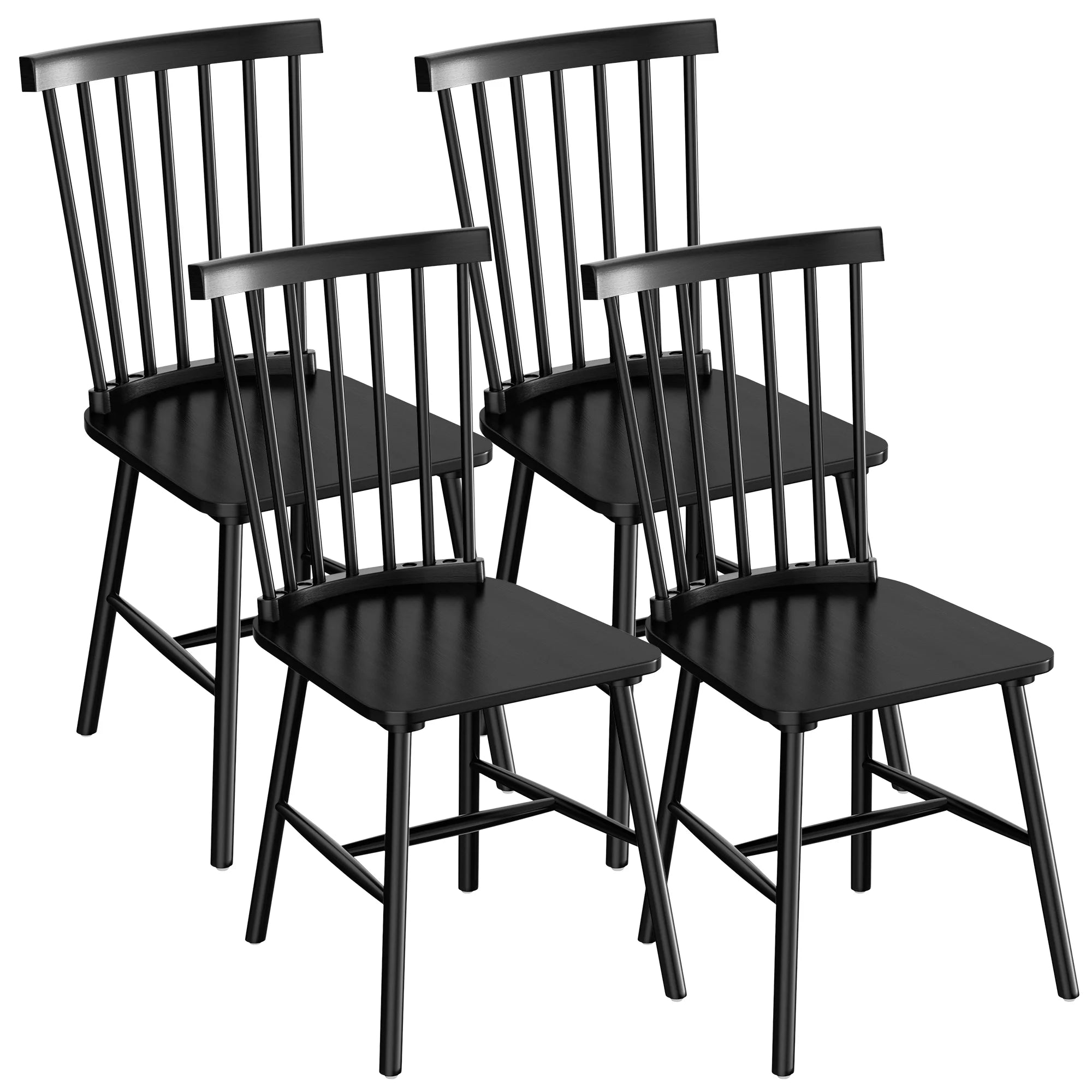 homall-modern-dining-chair-windsor-holzstuhl-4er-braun image 2
