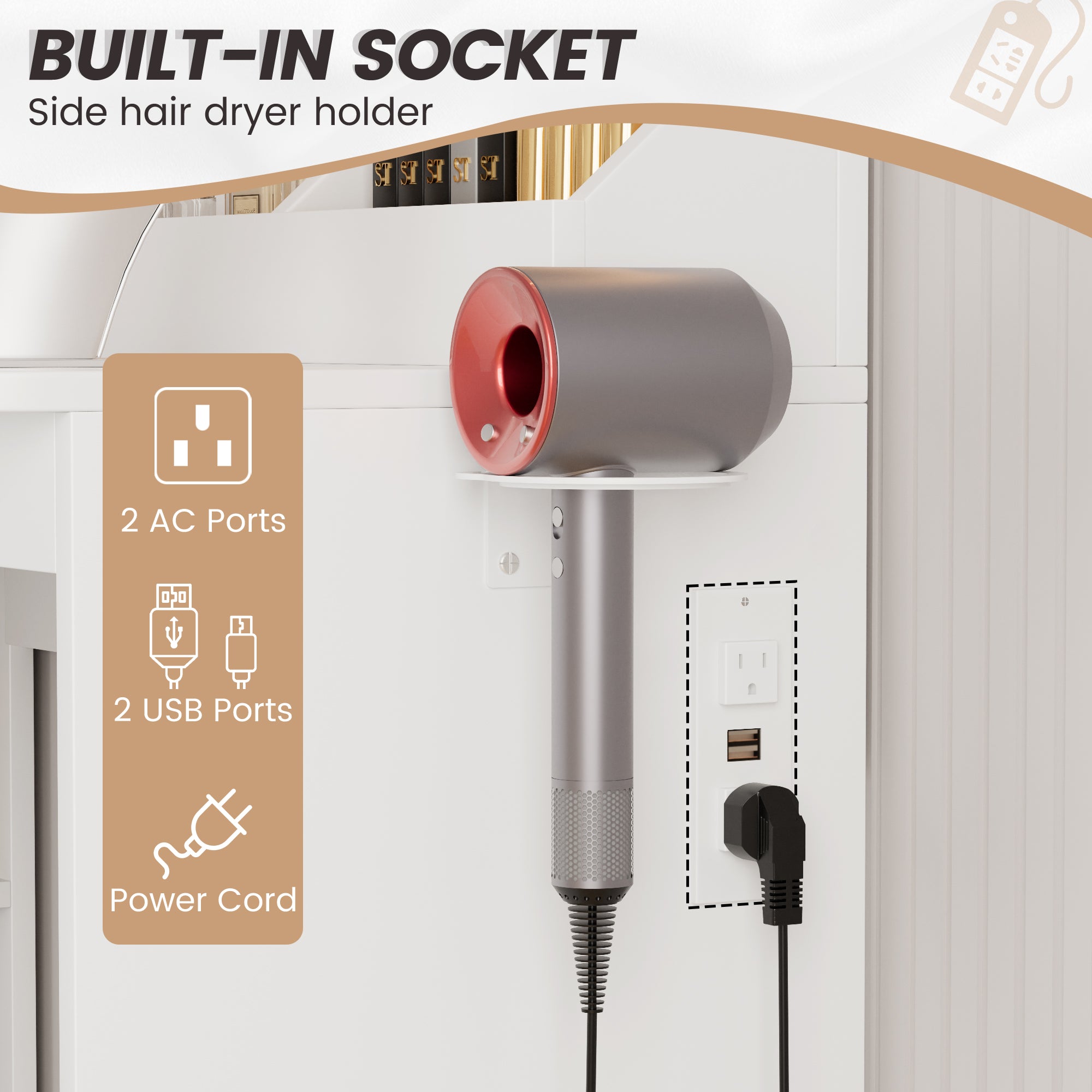 homall-bedroom-schminktisch-wei-mit-led-spiegel-und-hocker image 4
